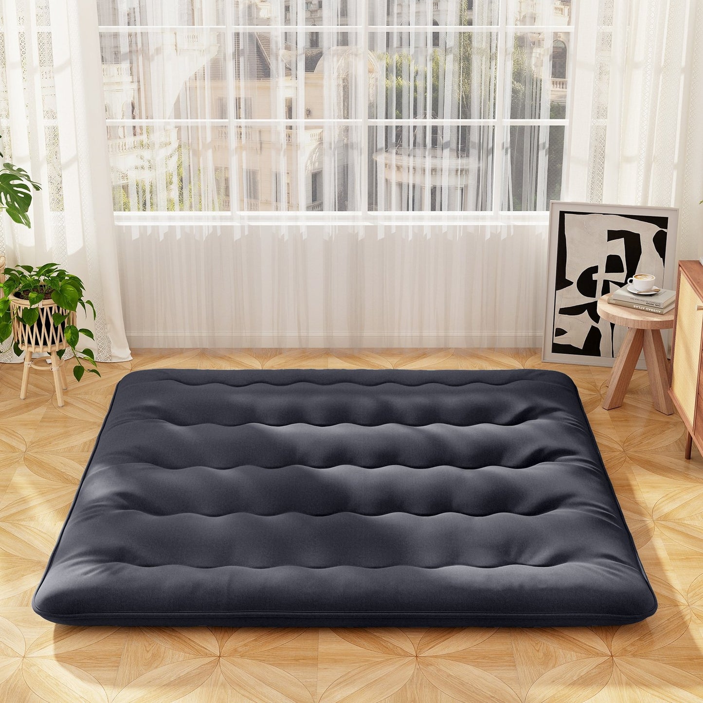 Futon Mattress with Washable Cover and Foldable Mat-Queen Size