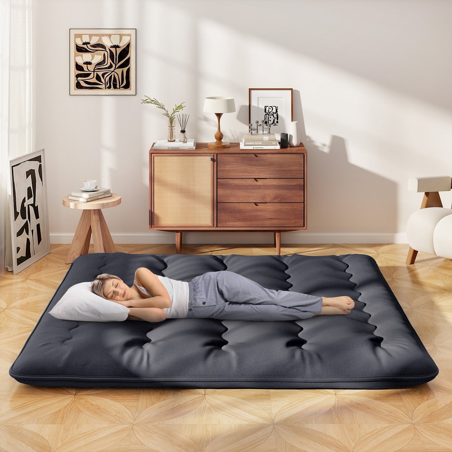 Futon Mattress with Washable Cover and Foldable Mat-Queen Size