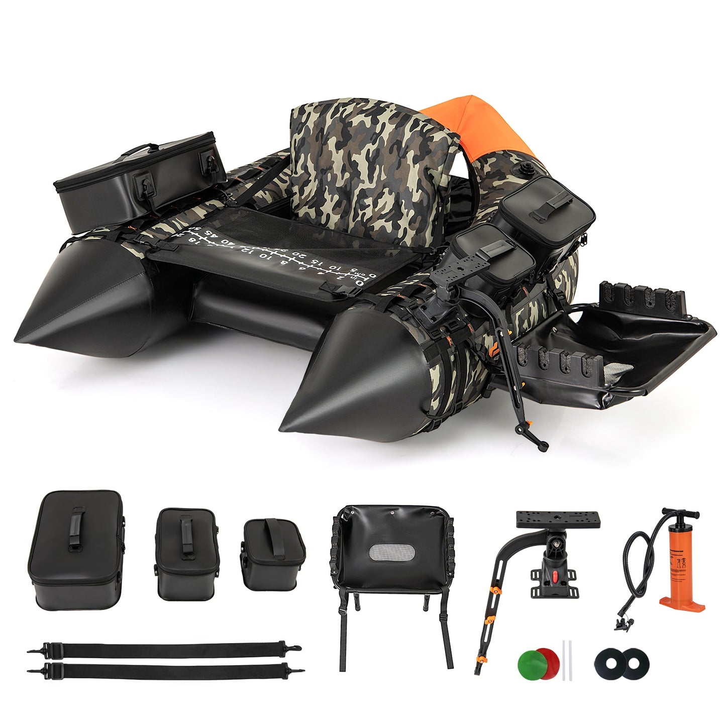 Portable Fishing Boat with 3 Detachable Storage Boxes-Camouflage