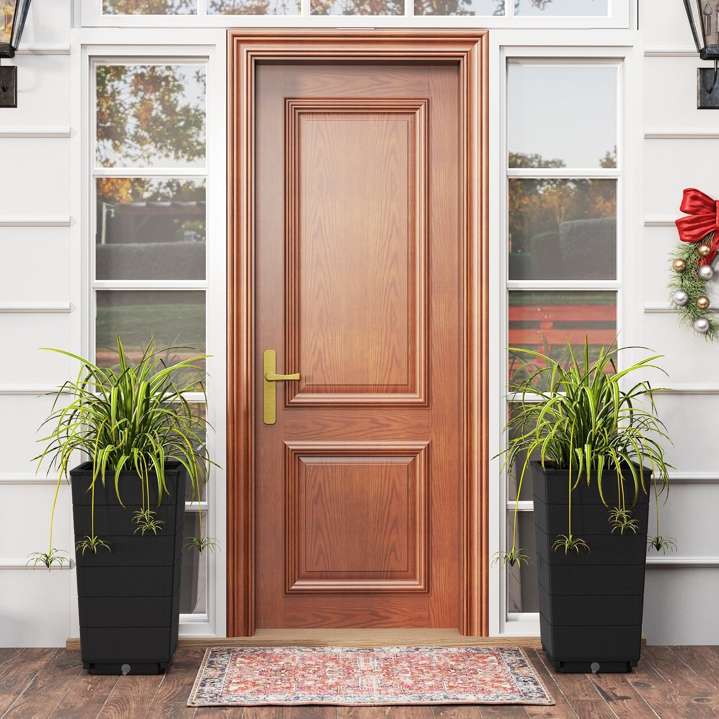 Modern Flower Planter for Front Porch and Lobby-Black