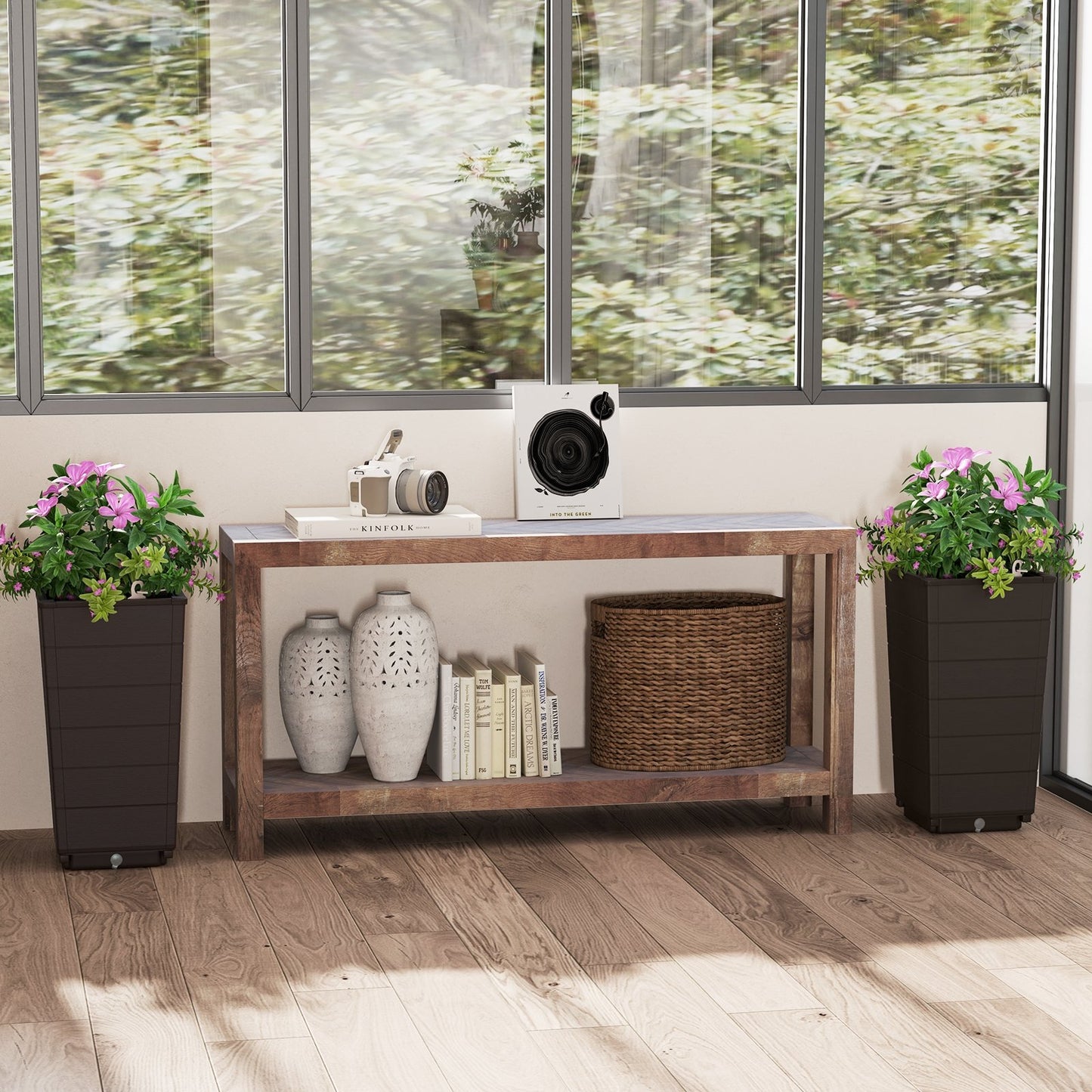 Modern Flower Planter for Front Porch and Lobby-Black