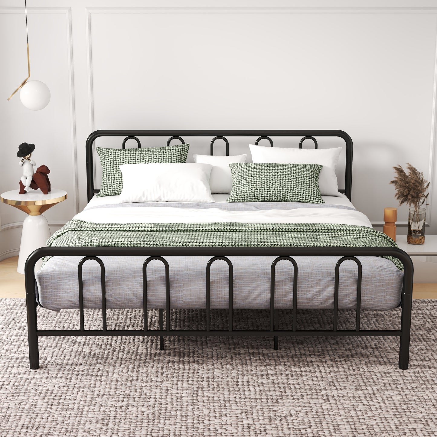Full/Queen Size Metal Bed Frame with Headboard and Footboard-Queen Size