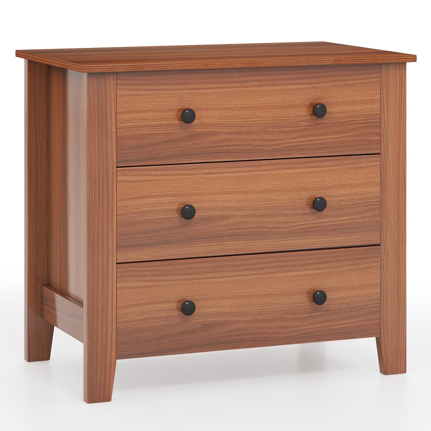 3 Drawer Dresser Chest of Drawers Bedside Table-Black