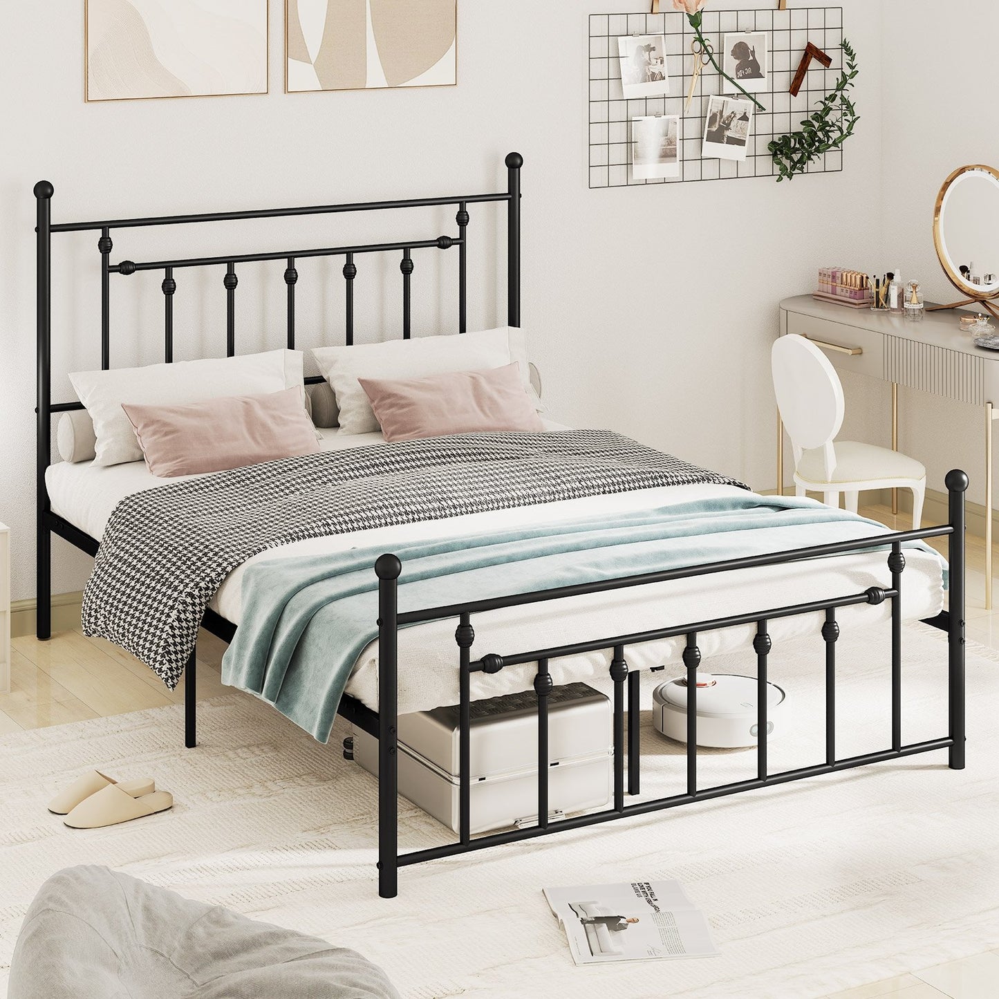 Full/Queen/Twin Size Heavy-duty Metal Bed Frame with Headboard-Twin Size