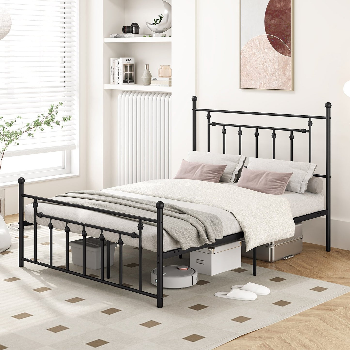 Full/Queen/Twin Size Heavy-duty Metal Bed Frame with Headboard-Twin Size