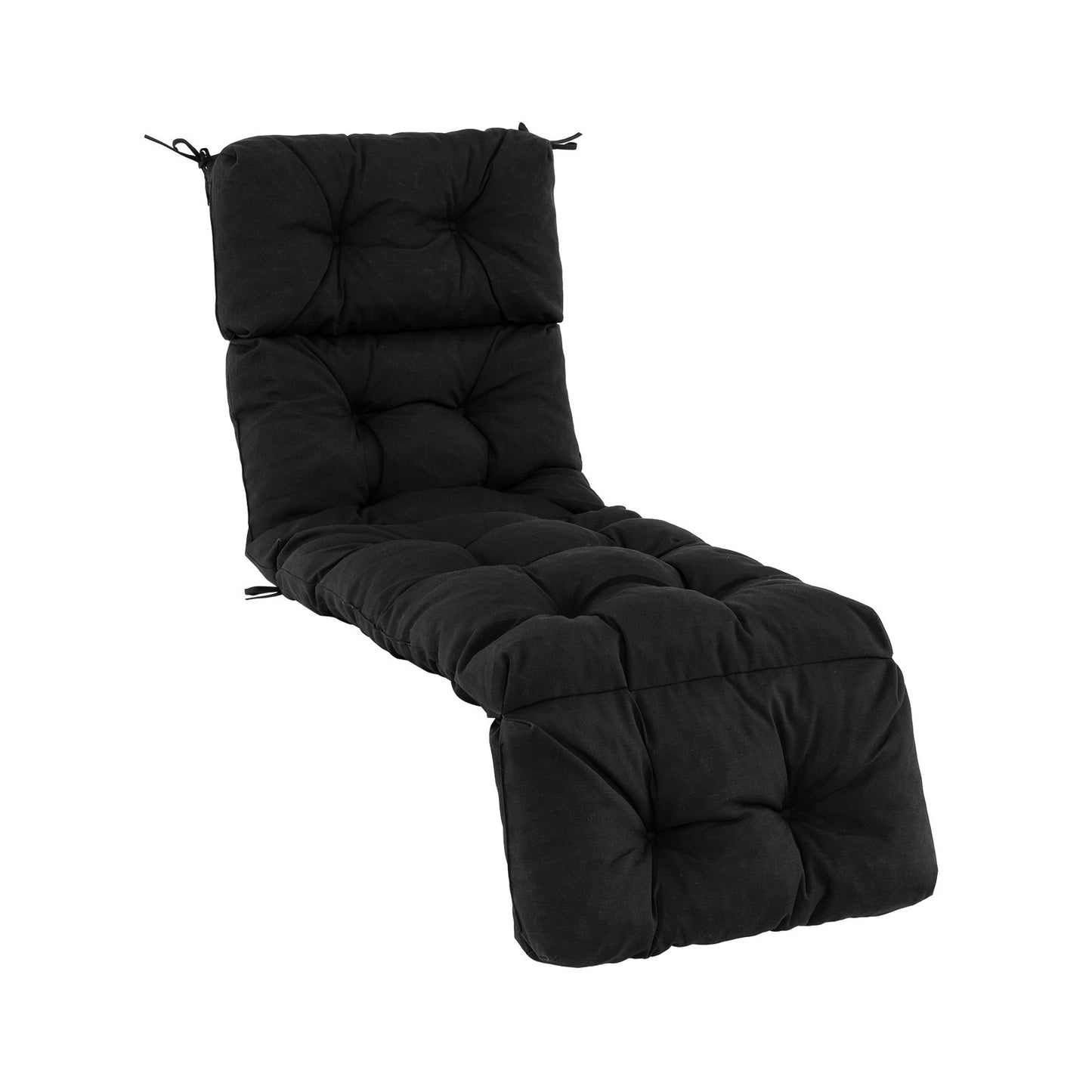 Outdoor Lounge Chaise Cushion with String Ties for Garden Poolside-Beige