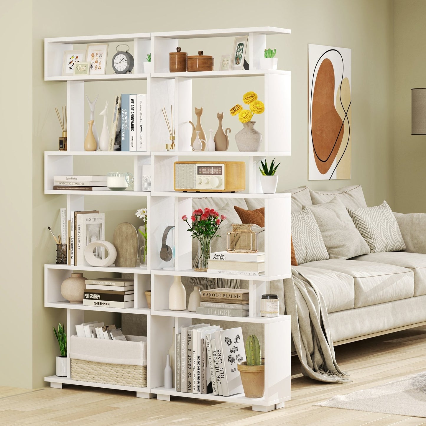 6-Tier Bookcase with Anti-Tipping Kit-Black
