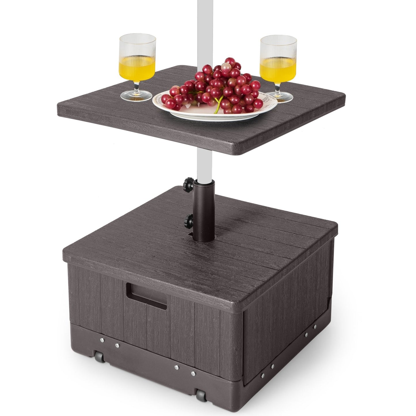 175 LBS Outdoor Fillable Umbrella Base with Table Tray-Black