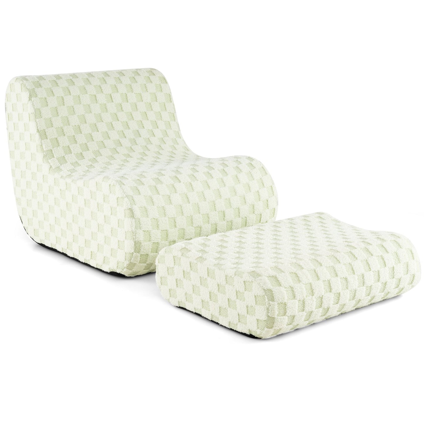 Bean Bag Chair with Ottoman and High Elasticity Sponge-Brown