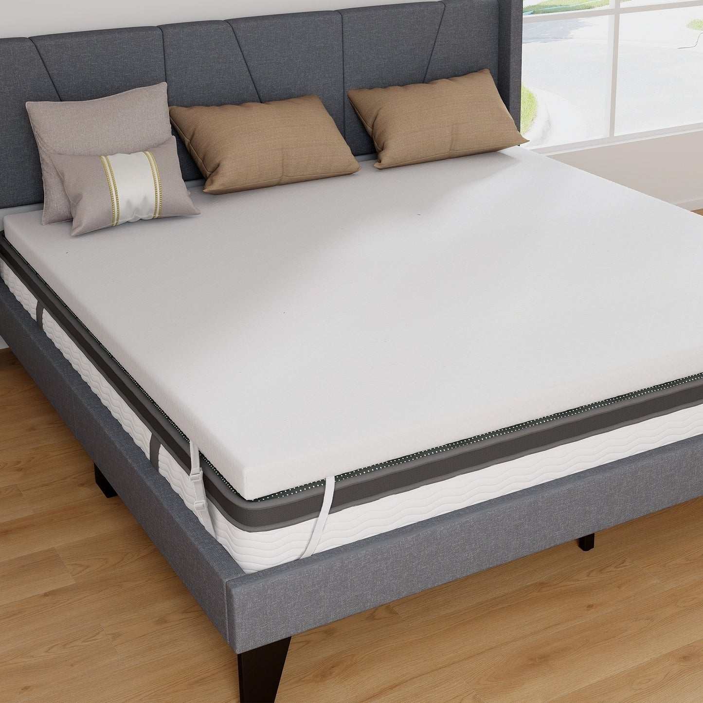 3 Inch Gel-Infused Memory Foam Mattress Topper with Removable Cover-Full Size