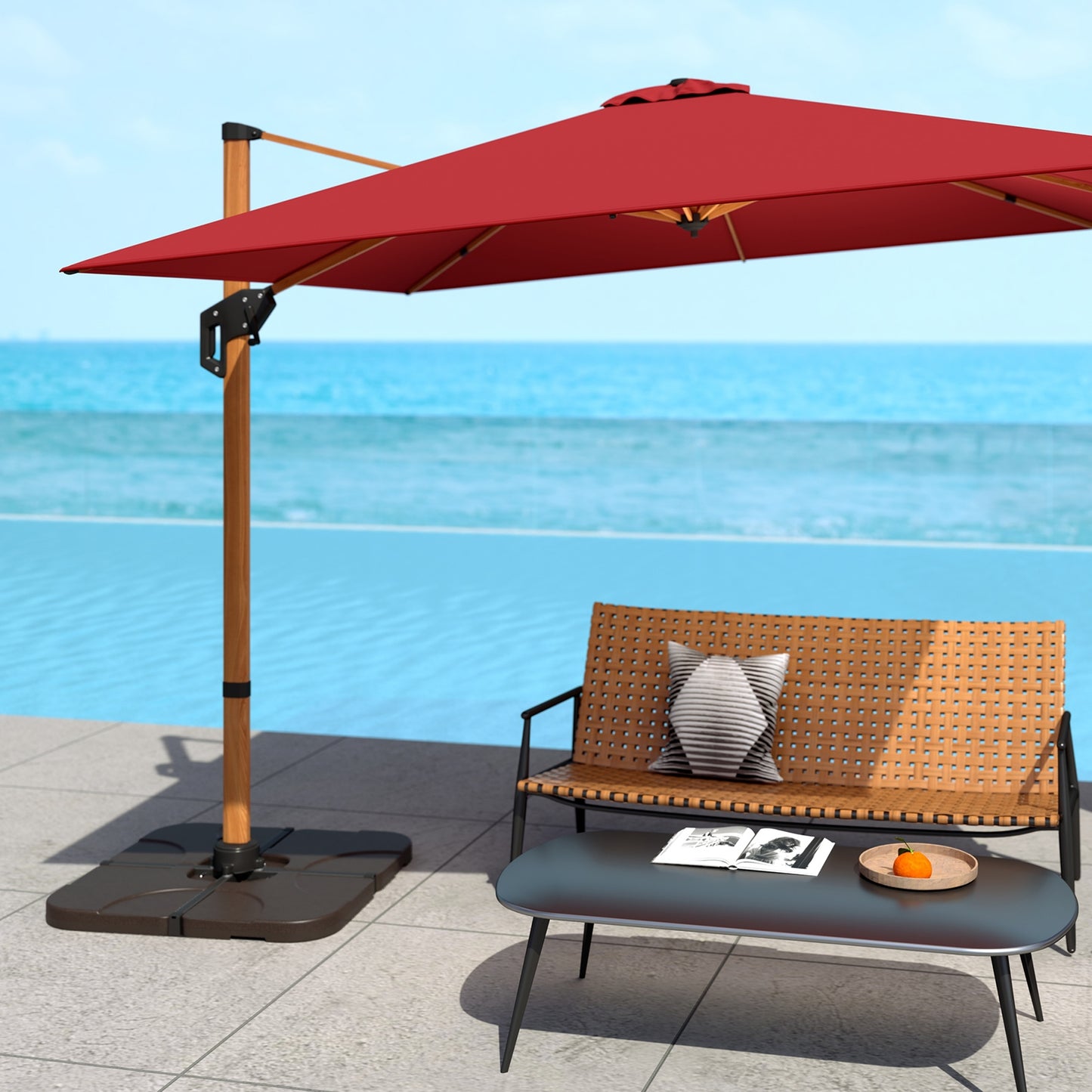 20 Inch Patio Offset Water Filled Plate Umbrella Base Sand-Black