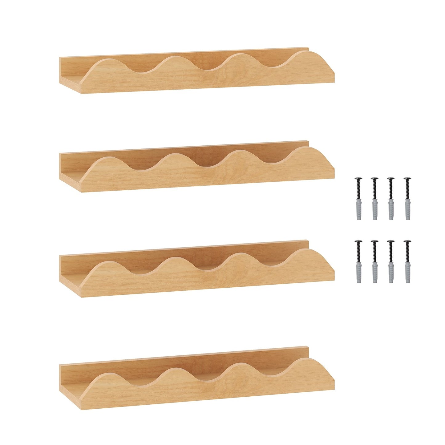 16 Inch Kids Bookshelf Set of 4 Floating Nursery Book Shelves for Decoration Book Toy Storage-Natural