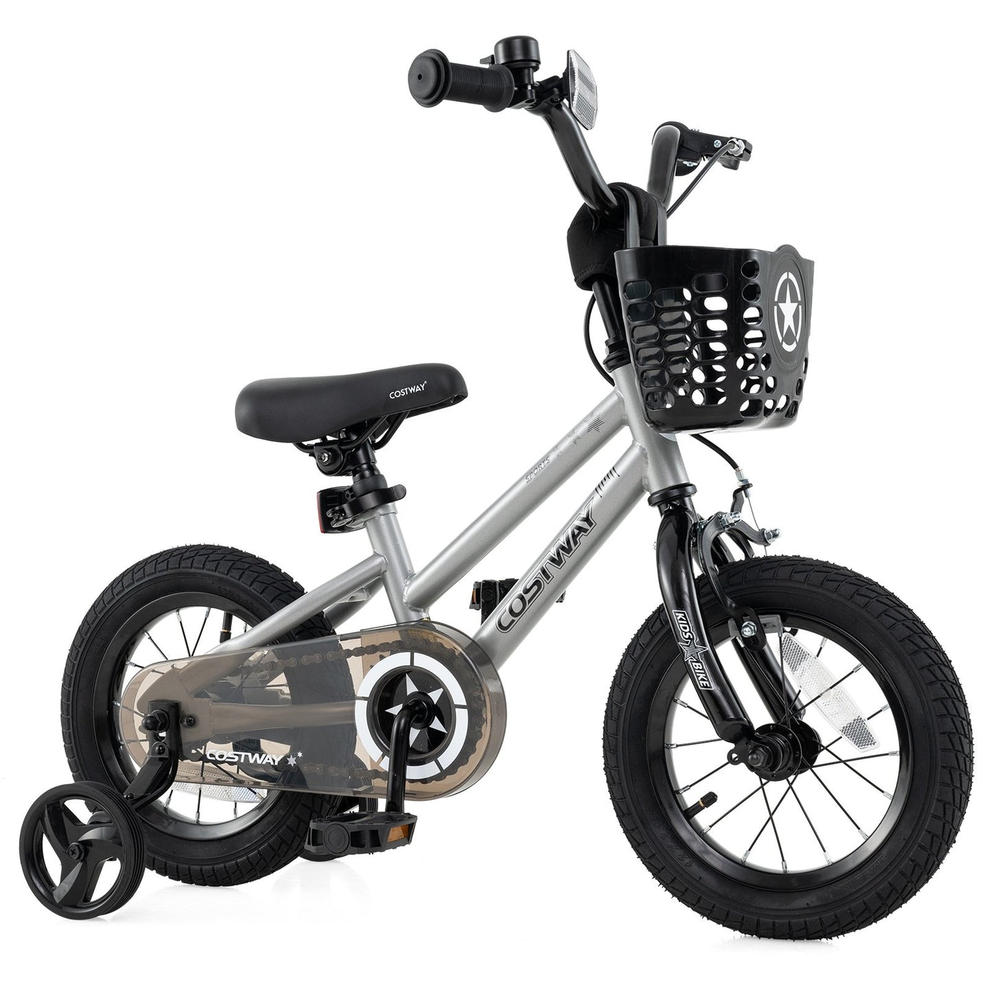 18 Inch Kids Bike Adjustable with Transparent Chain Cover for 4-8 Years Old