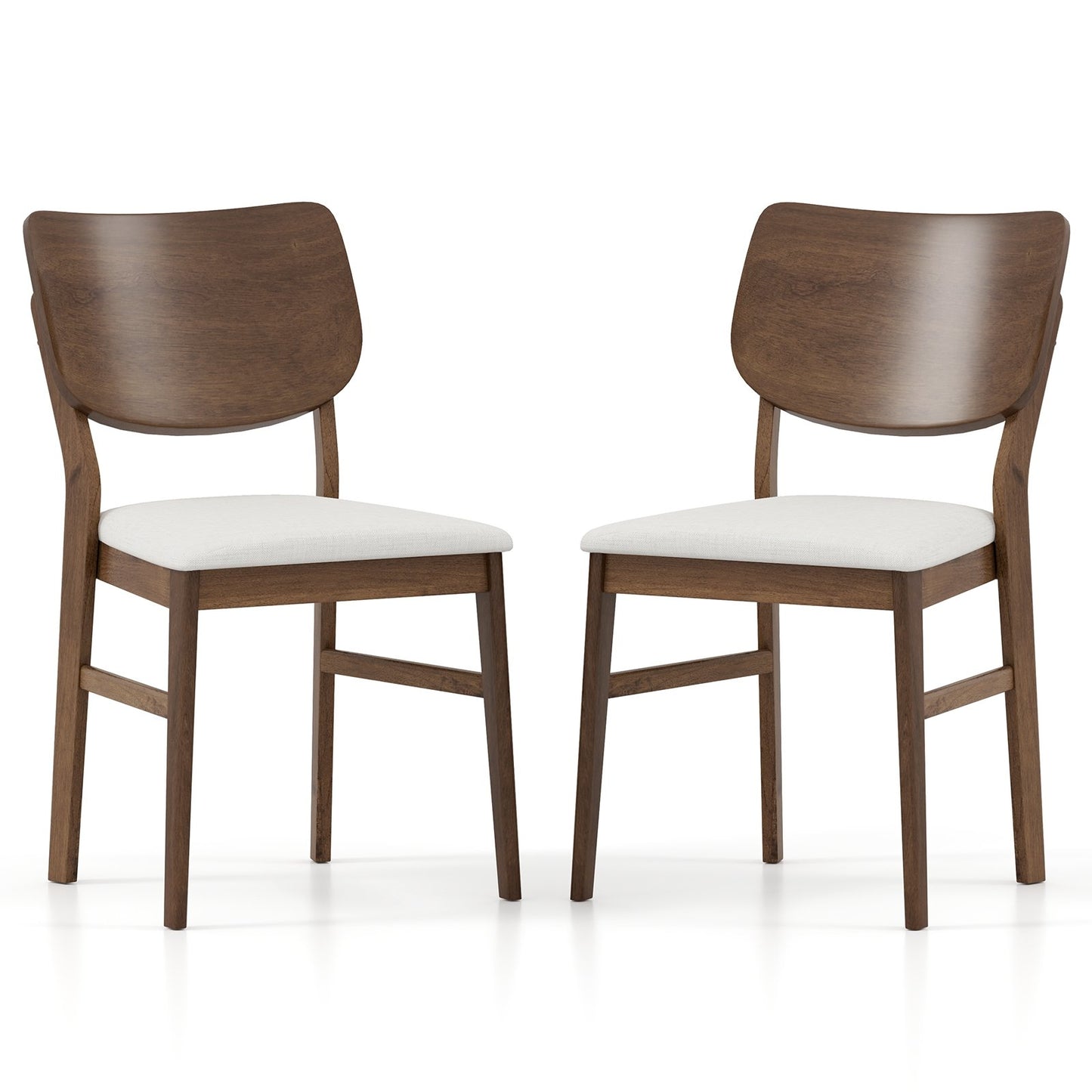 Farmhouse Upholstered Kitchen Chairs Set of 2 with Rubber Wood Frame-Gray