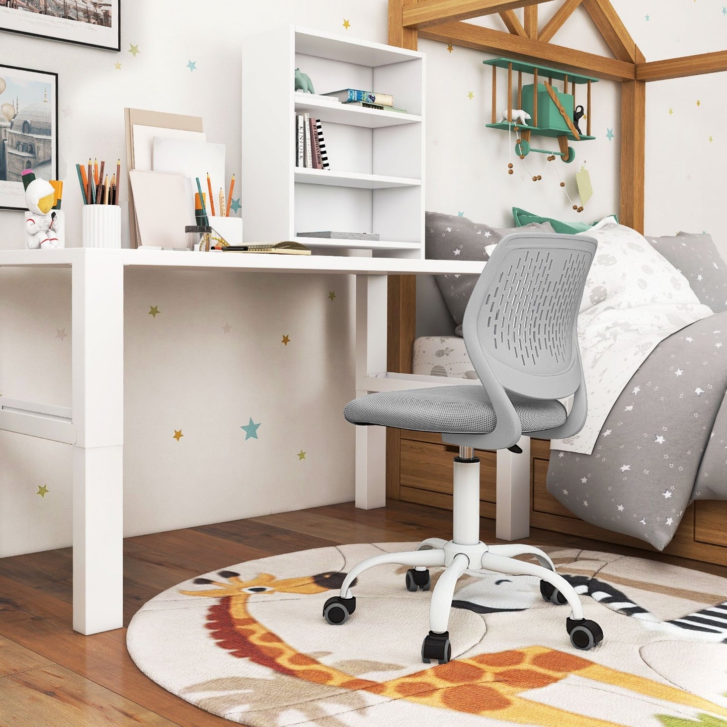 Ergonomic Children Study Chair with Adjustable Height-Blue