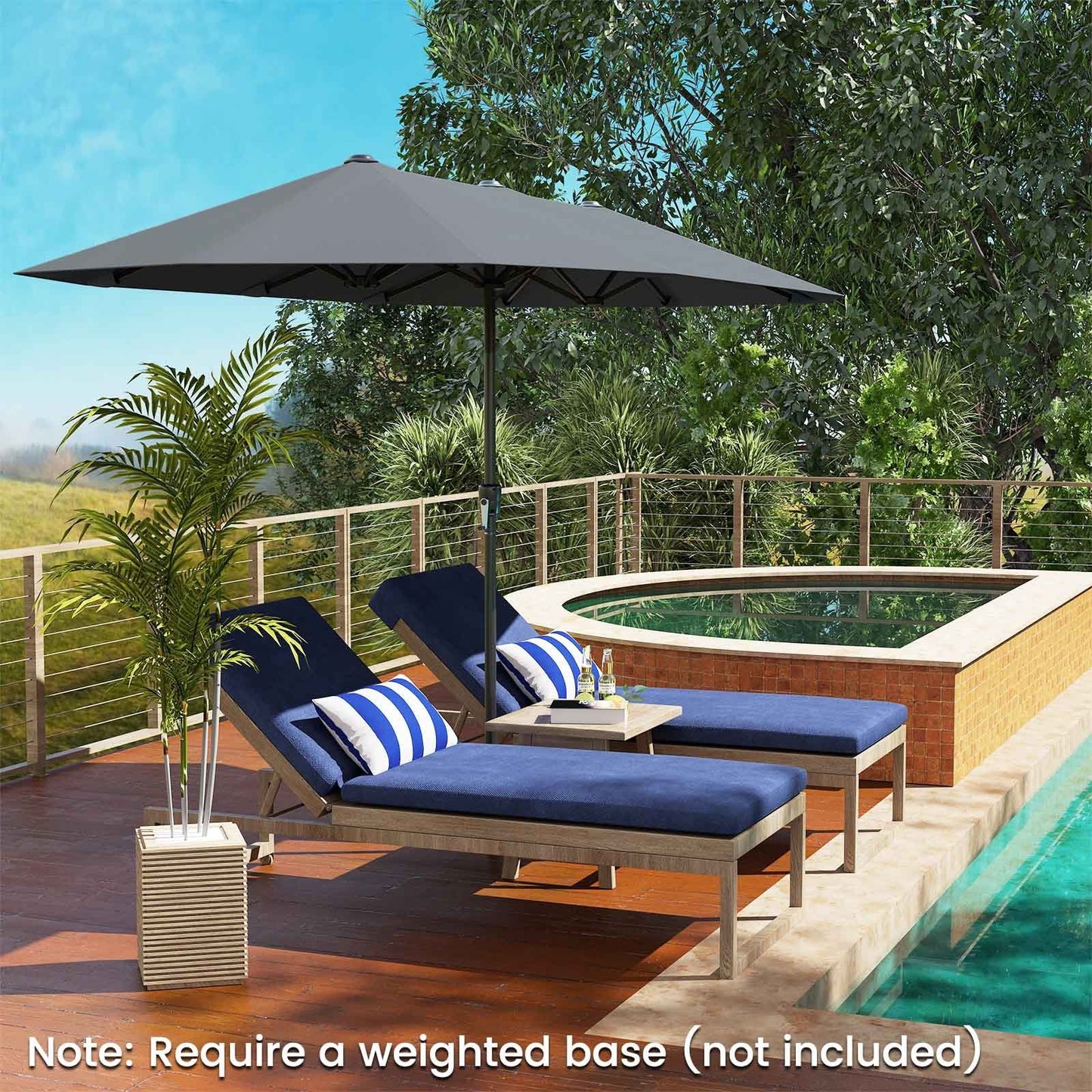 13 FT Large Patio Umbrella Outdoor Double-Sided Table Market Umbrella with Crank Handle-Beige