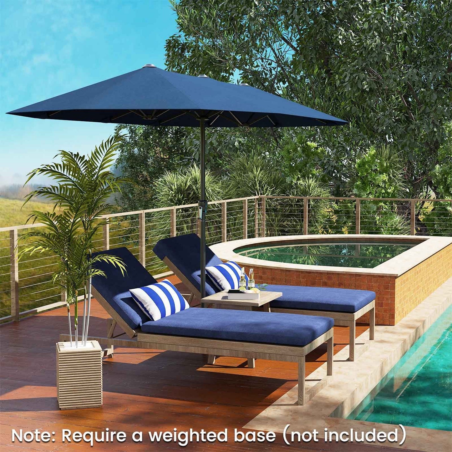 13 FT Large Patio Umbrella Outdoor Double-Sided Table Market Umbrella with Crank Handle-Beige
