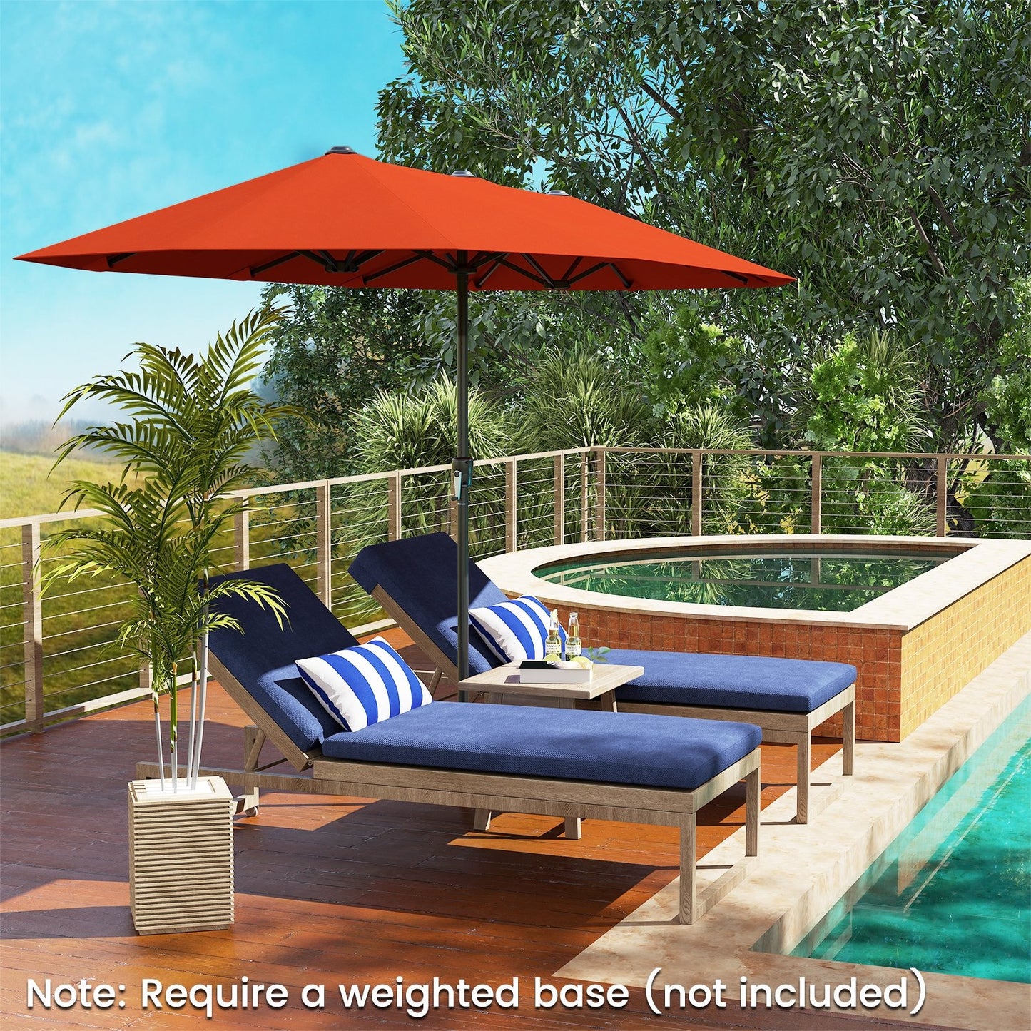 13 FT Large Patio Umbrella Outdoor Double-Sided Table Market Umbrella with Crank Handle-Beige