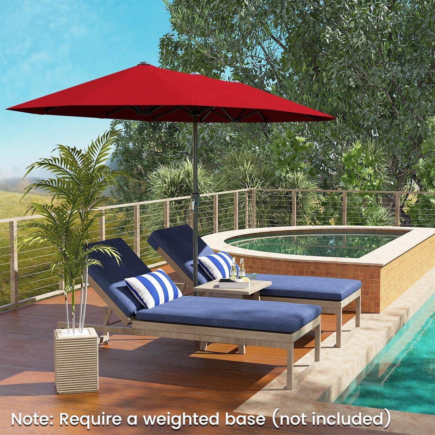 13 FT Large Patio Umbrella Outdoor Double-Sided Table Market Umbrella with Crank Handle-Beige
