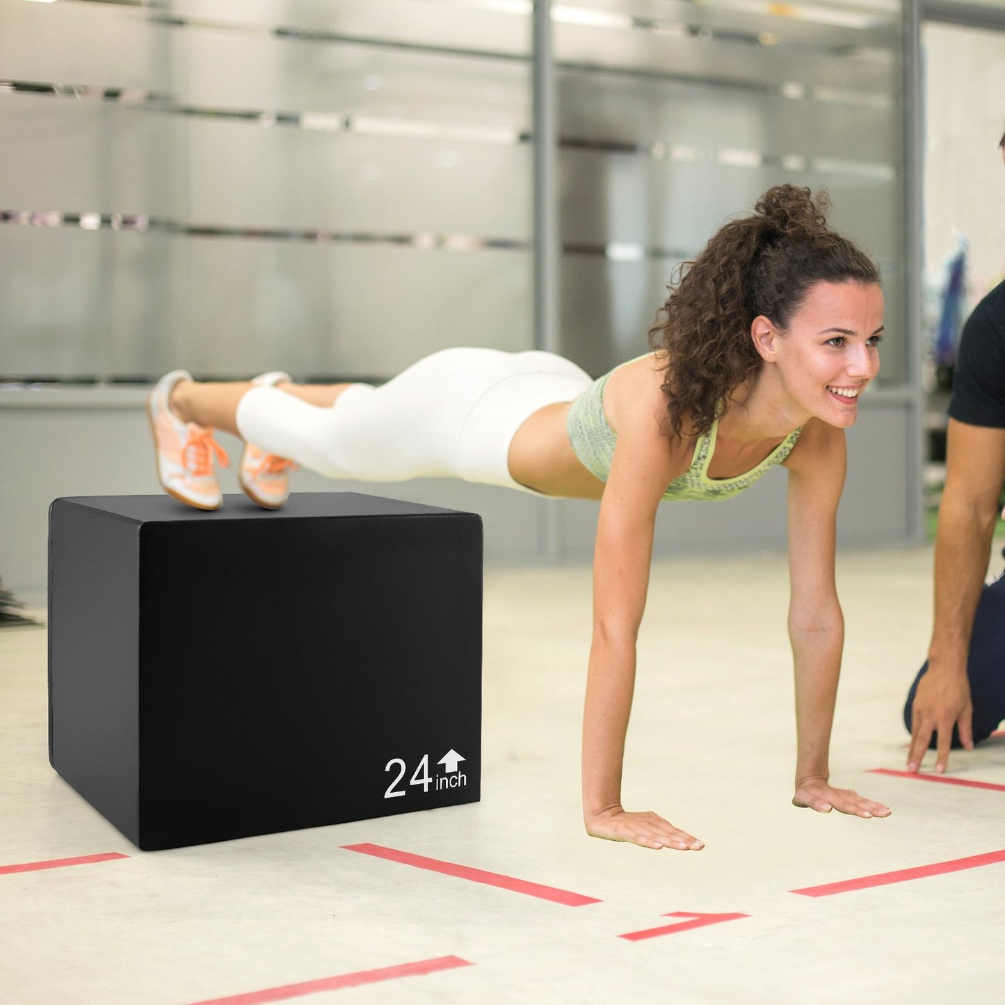 3 In 1 Foam Plyometric Box with 3 Heights and Easy-to-Clean PU Cover-16 Inches