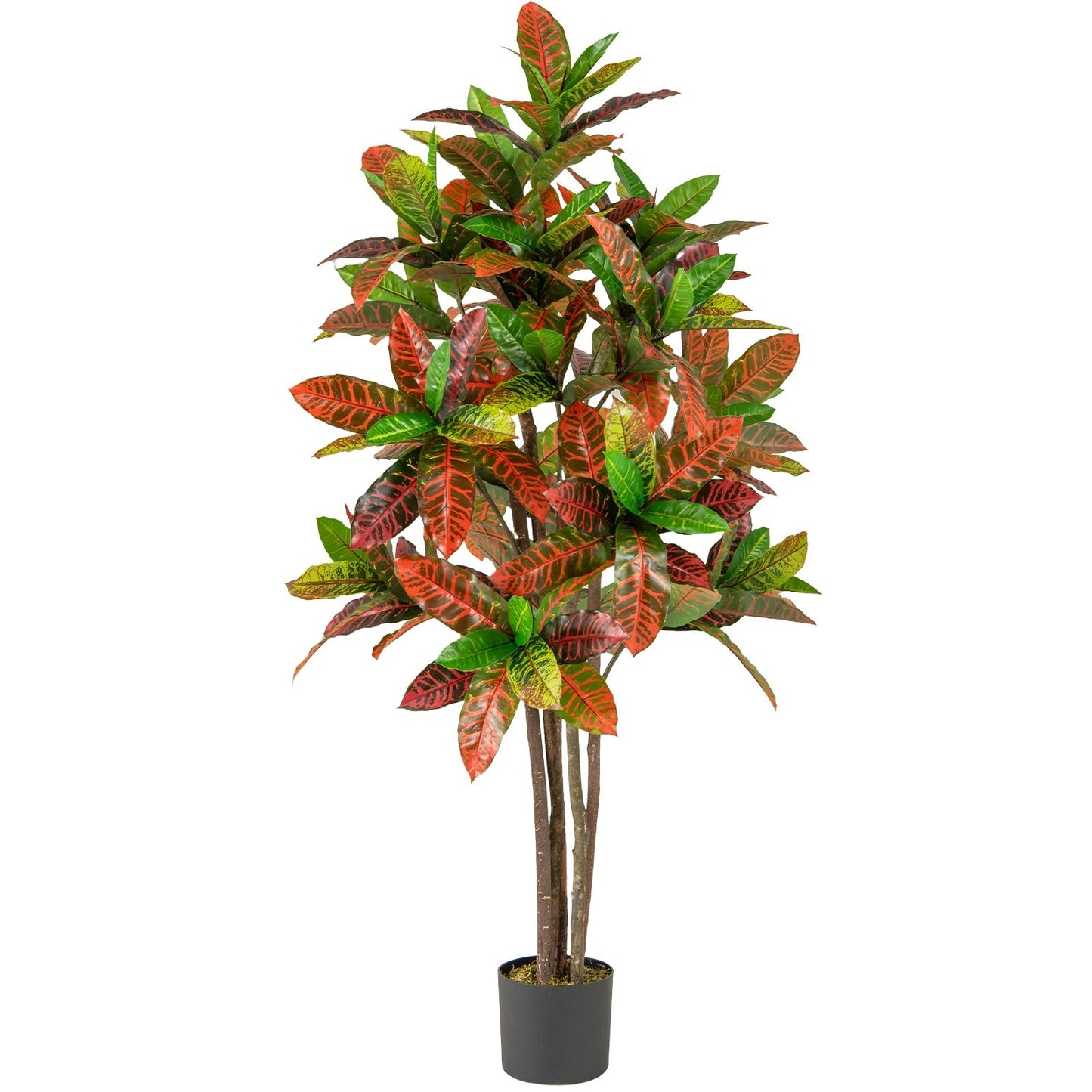 5 FT Tall Artificial Croton Plant with Gradient Leaves and Nursery Pot-2 Peice