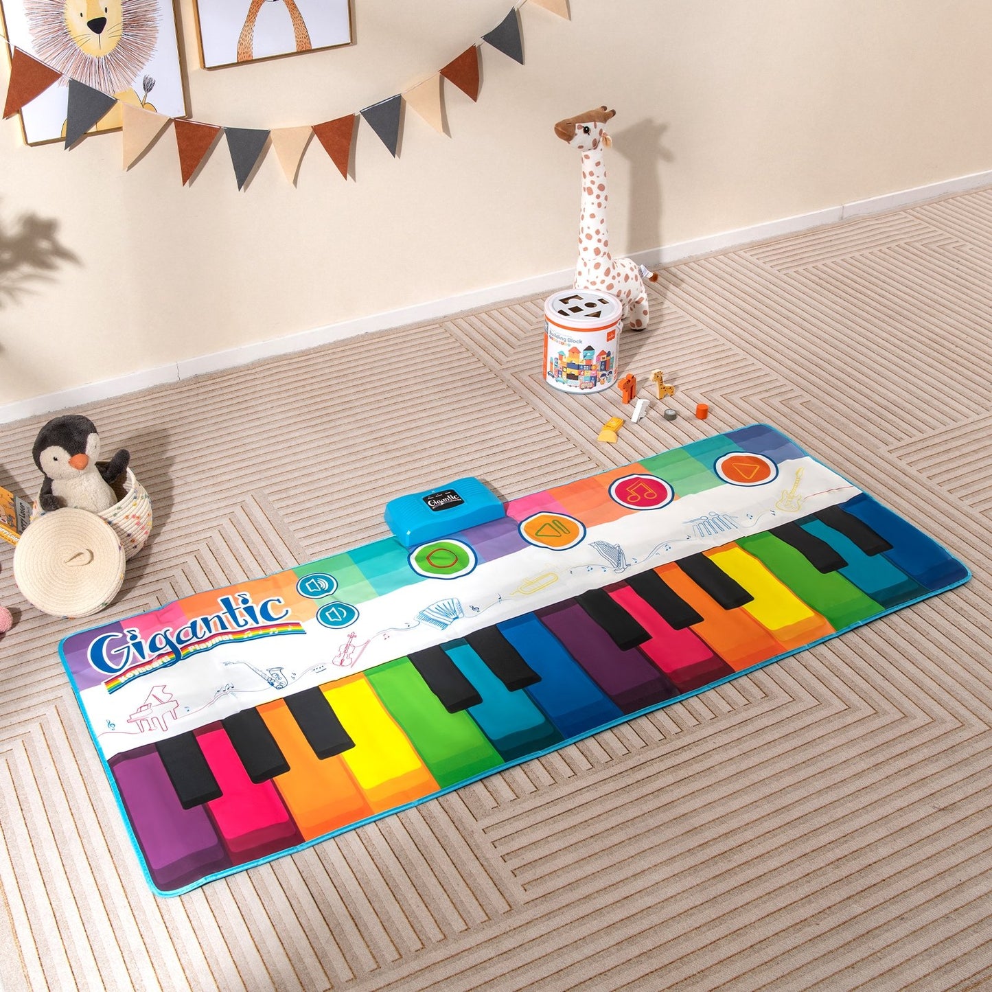 Floor Piano Dance Mat for Kids Musical Playmat with 8 Instrument Sounds