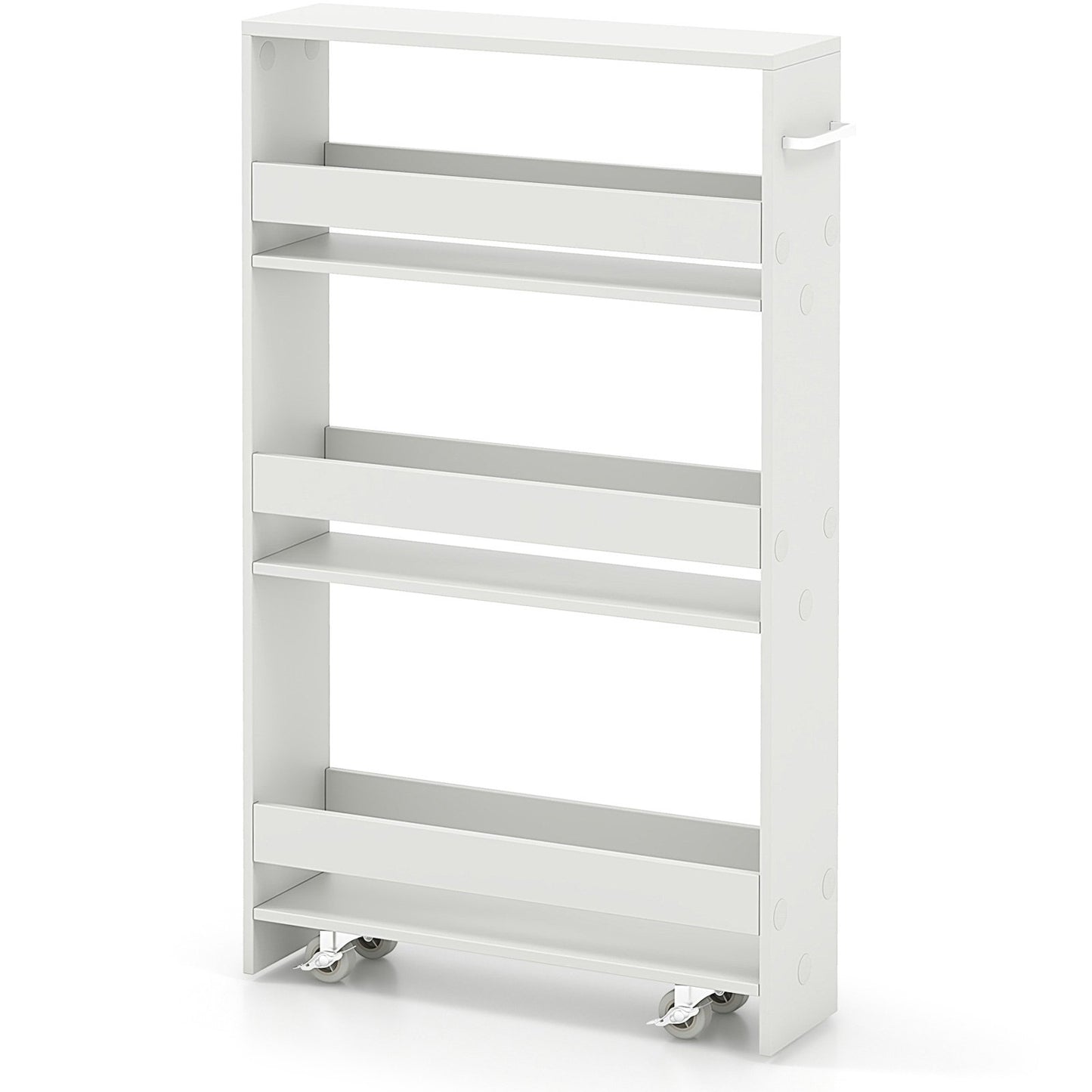 Rolling Kitchen Slim Storage Cart Mobile Shelving Organizer with Handle-Gray