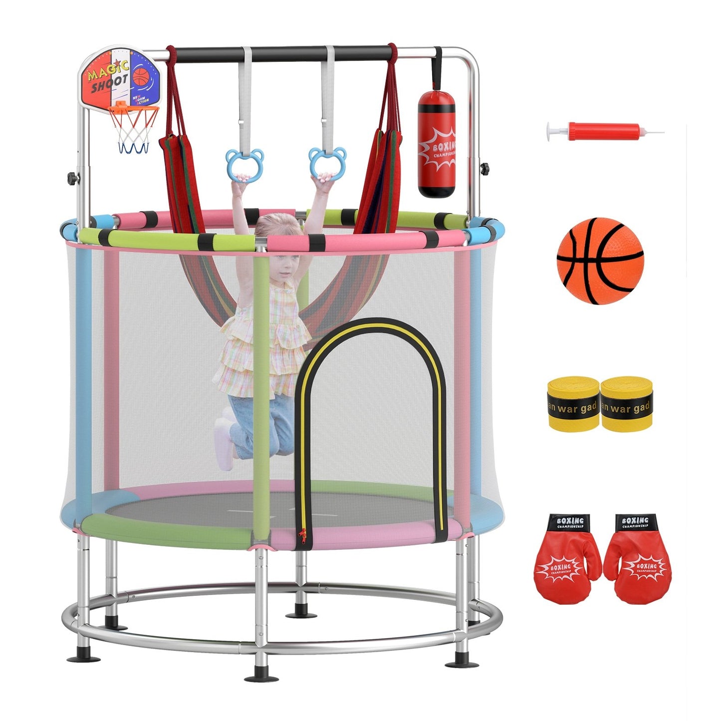 55" Kids Trampoline Gift for for 3-6 Years Old Boys and Girls-Green