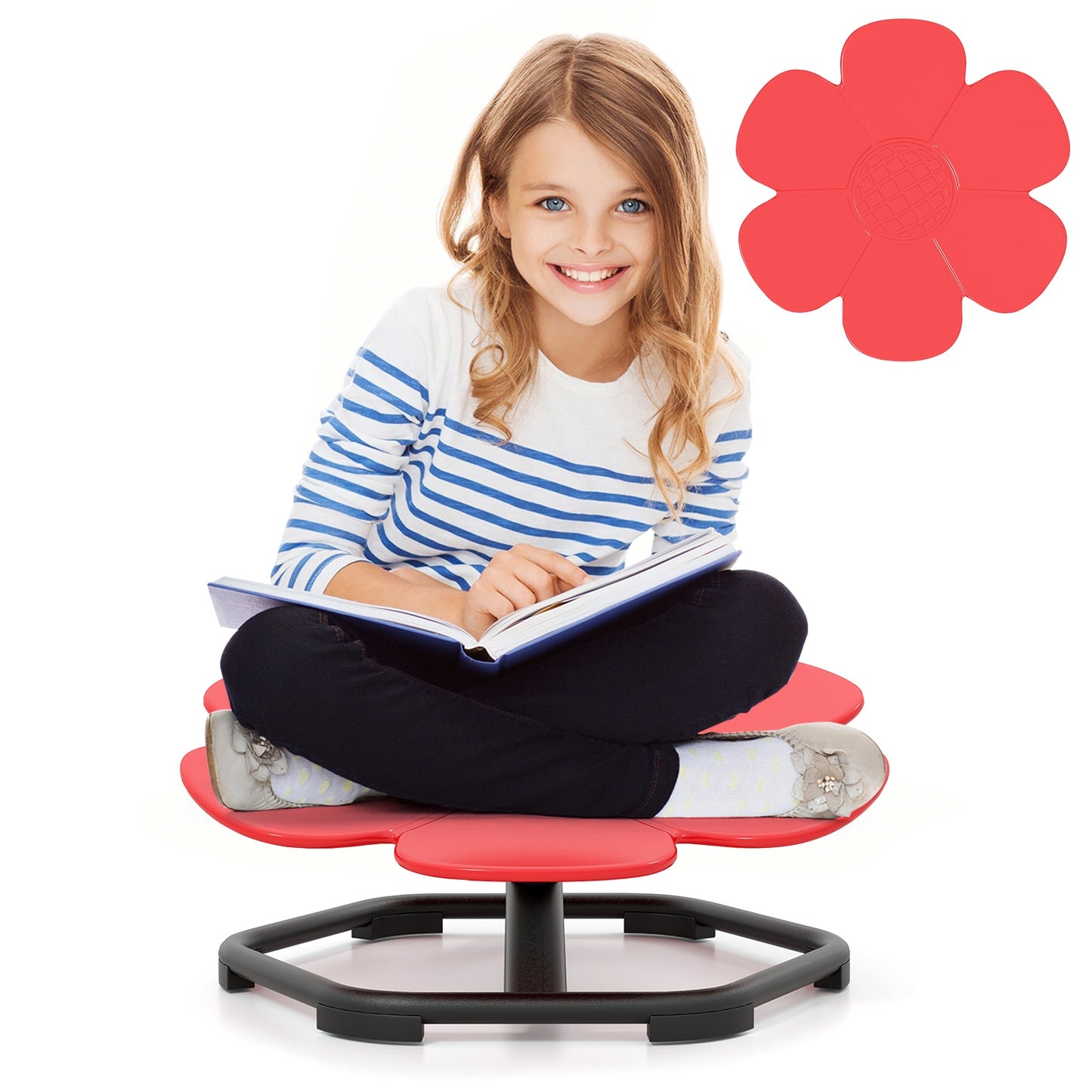 Kids Sensory Swivel Chair Elephant Petal 360° Spinning Chair-Blue