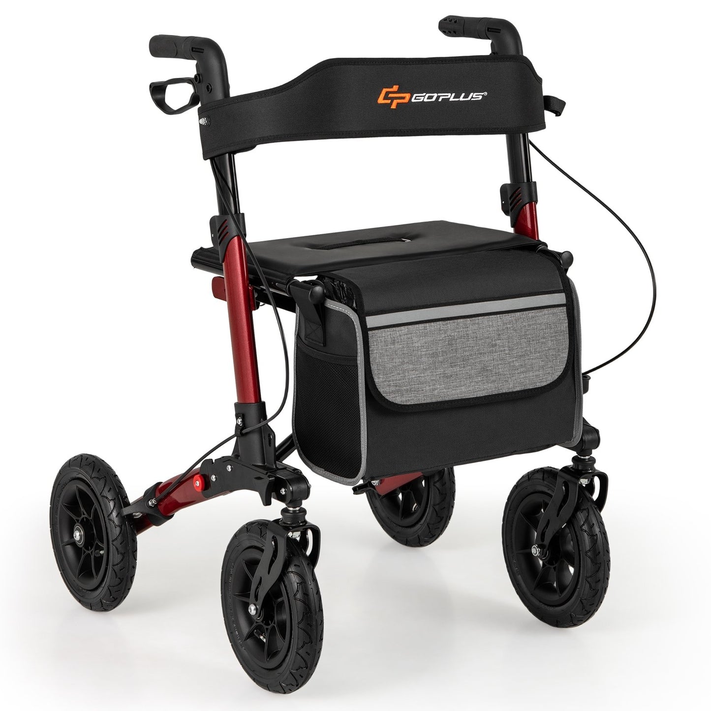 Folding Rollator Walker for Seniors with Seat for All Terrain-Black