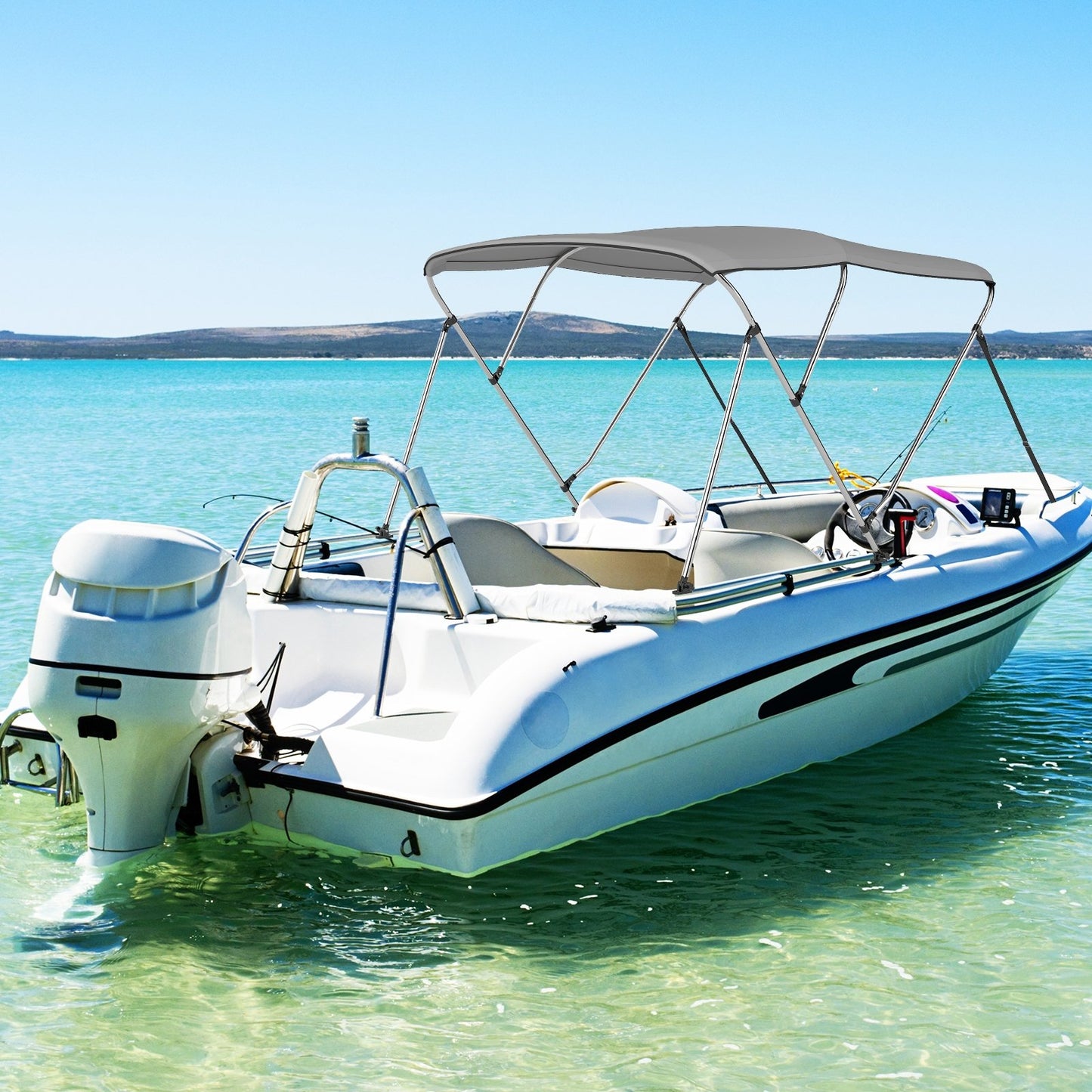 3-Bow/4-Bow Boat Bimini Top Sun Shade Boat Canopy with Storage Boot-4-Bow