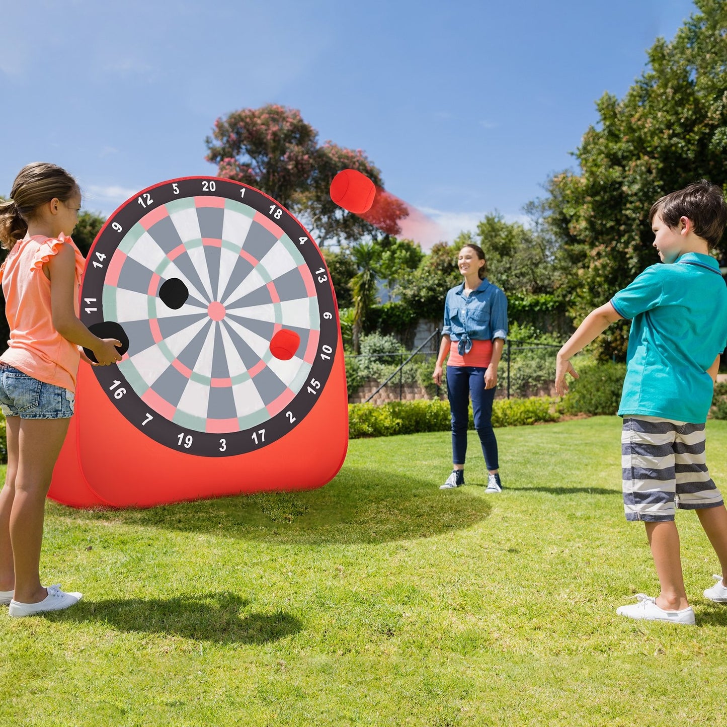 Large Dart Board for Kids with 4 Kick Balls-Black