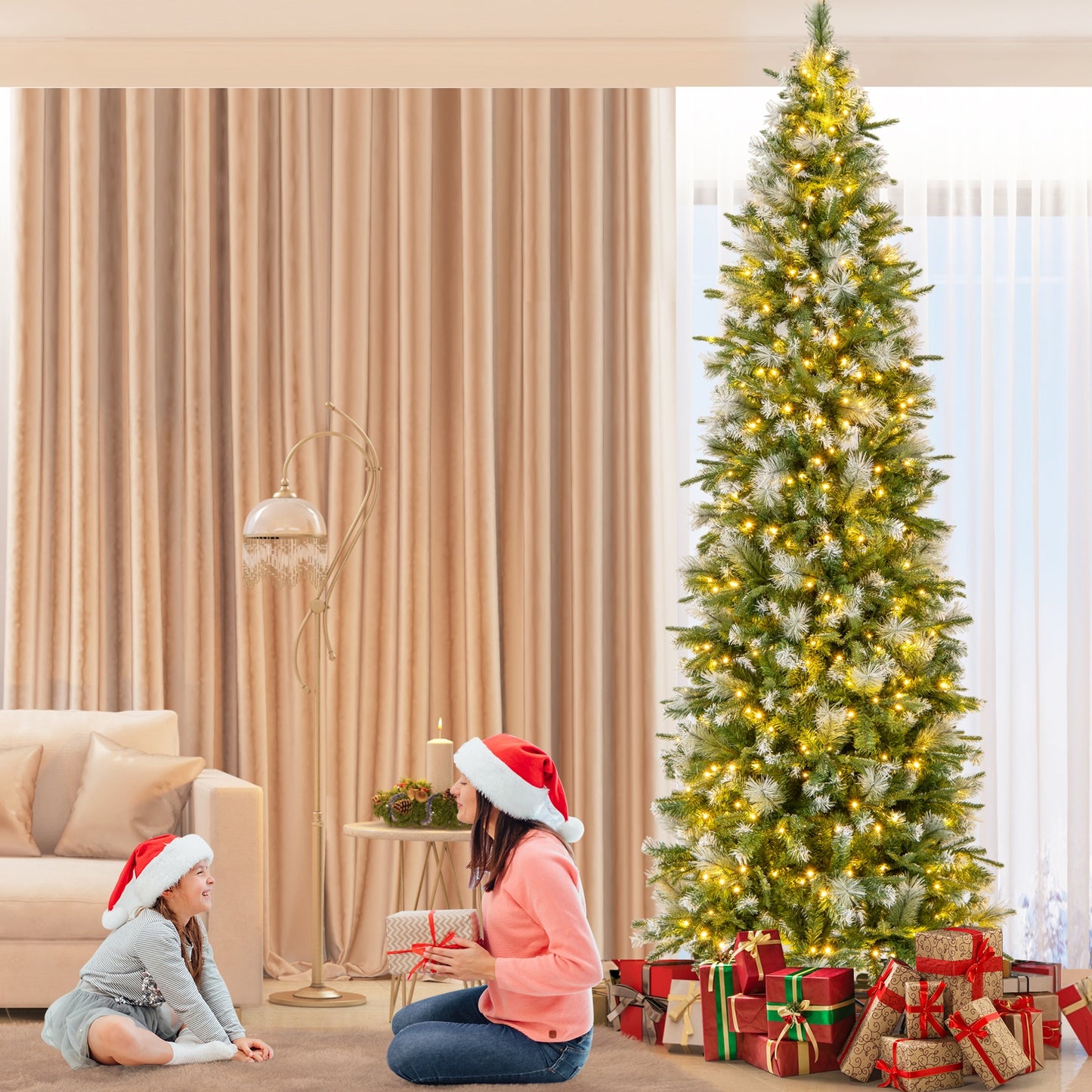 6/7.5/9 FT Artificial Christmas Tree with Warm-White LED Lights-S