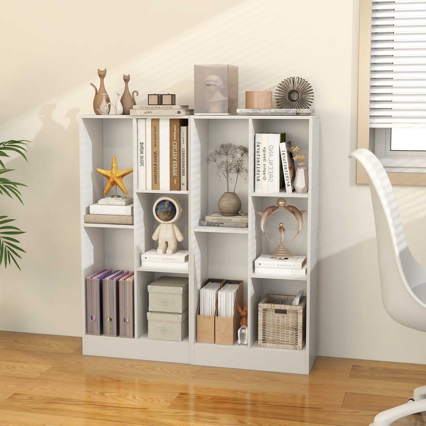 41 Inches 5-Cube Floor Bookcase with 2 Anti-Tipping Kits-Natural