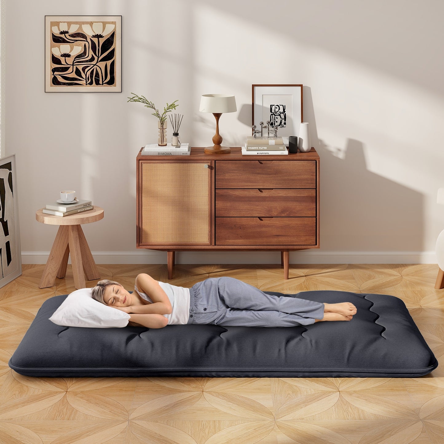 Futon Mattress with Washable Cover and Foldable Mat-Queen Size