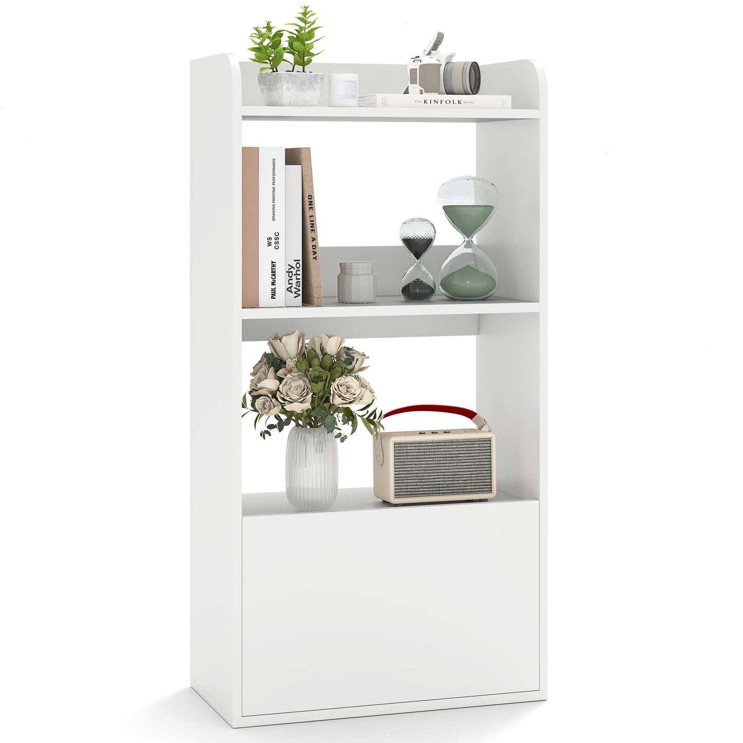 Freestanding Bookshelf with 3-Tier Open Shelf-Rustic Brown