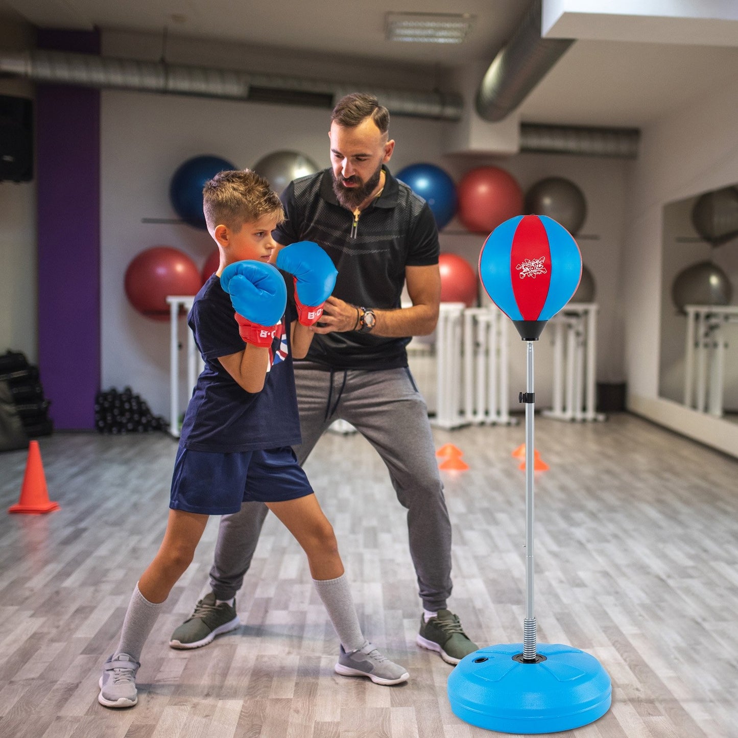 Adjustable Height Punching Bag with Stand Plus Boxing Gloves for Both Adults and Kids