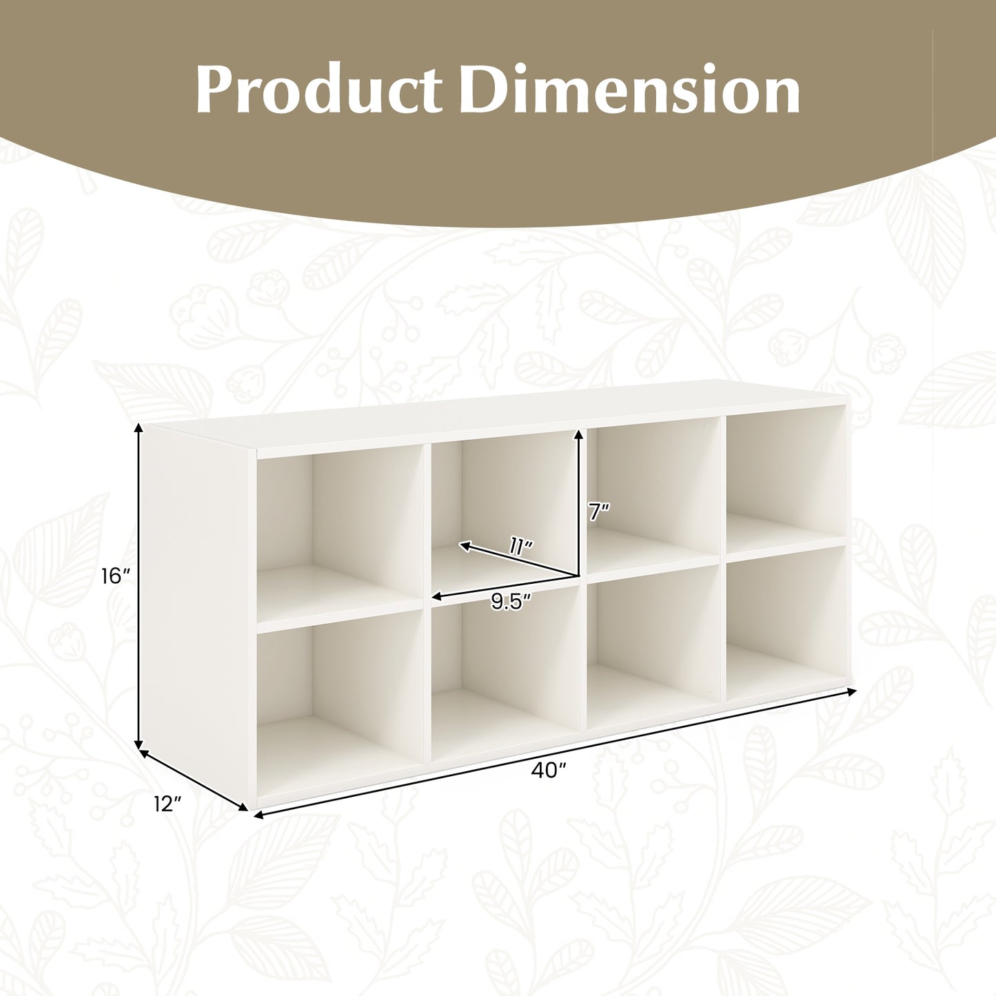 8 Cubbies Shoe Organizer with 500 LBS Weight Capacity-White