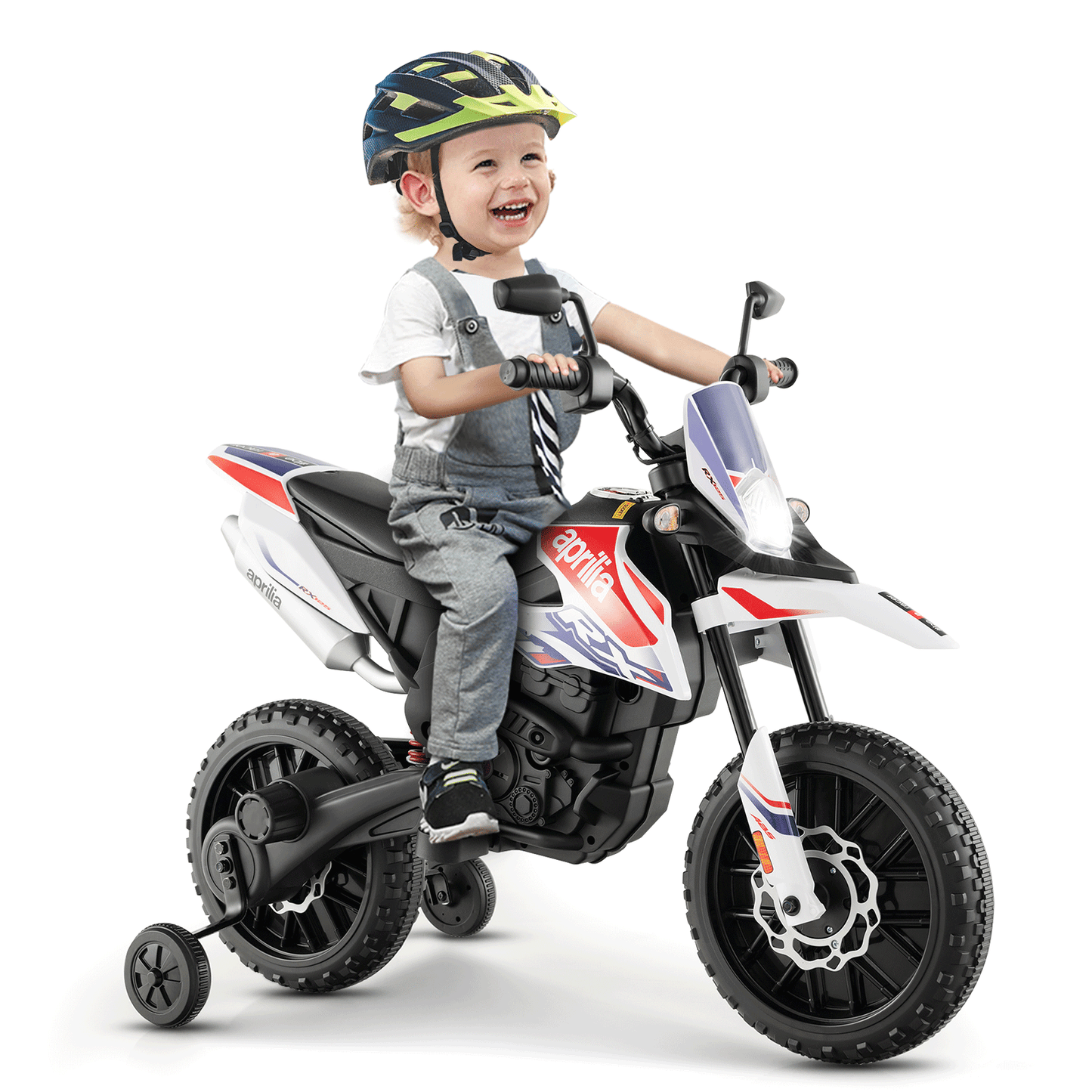 Aprilia Licensed Kids Ride On Motorcycle with 2 Training Wheels-Navy