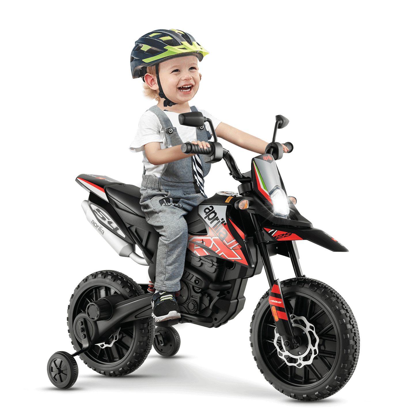 Aprilia Licensed Kids Ride On Motorcycle with 2 Training Wheels-Navy