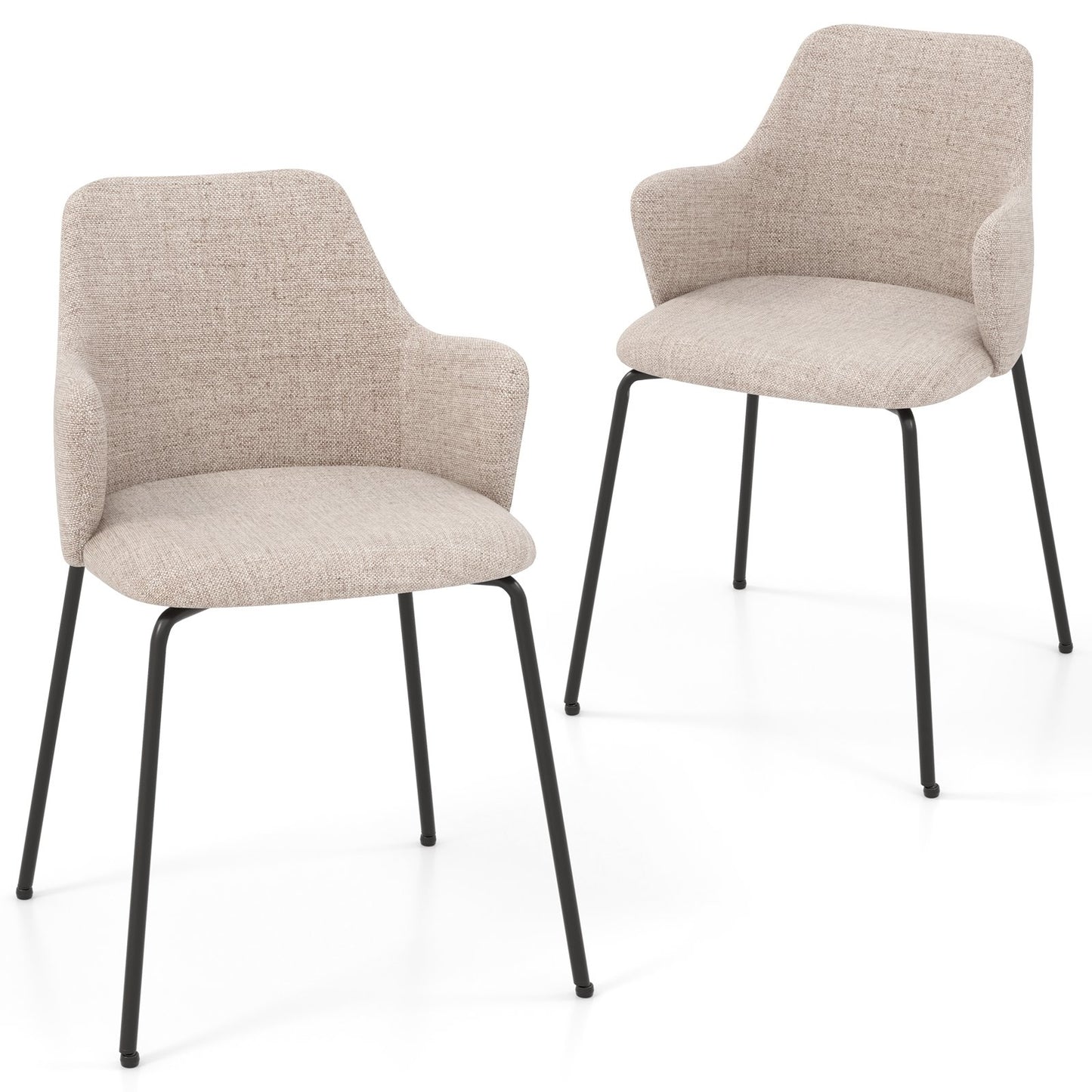 Dining Chairs Set of 2 with Curved Backrest Wide Seat and Armrests-Gray