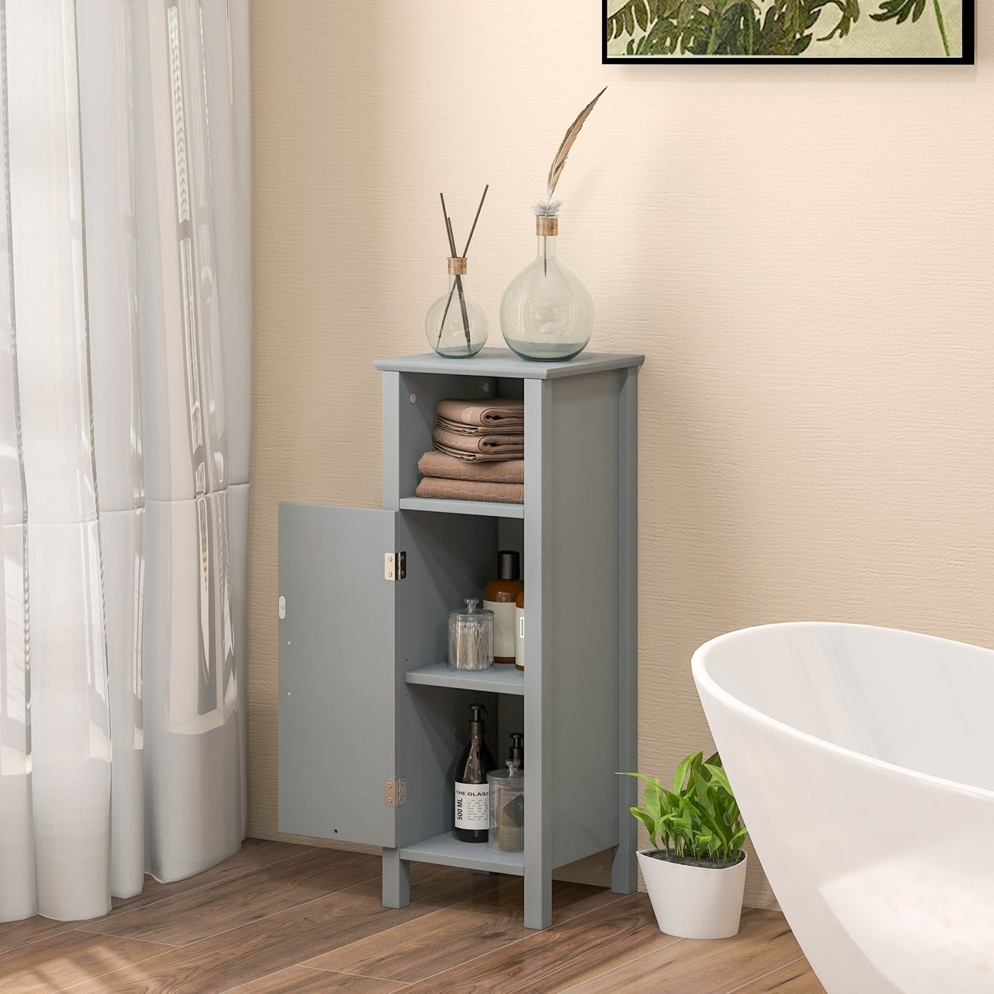 Bathroom Storage Organizer with 2-Tier Cabinet-Black