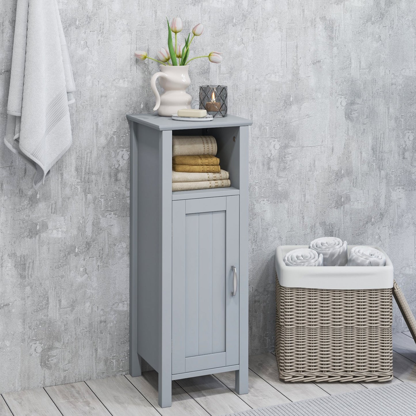 Bathroom Storage Organizer with 2-Tier Cabinet-Black