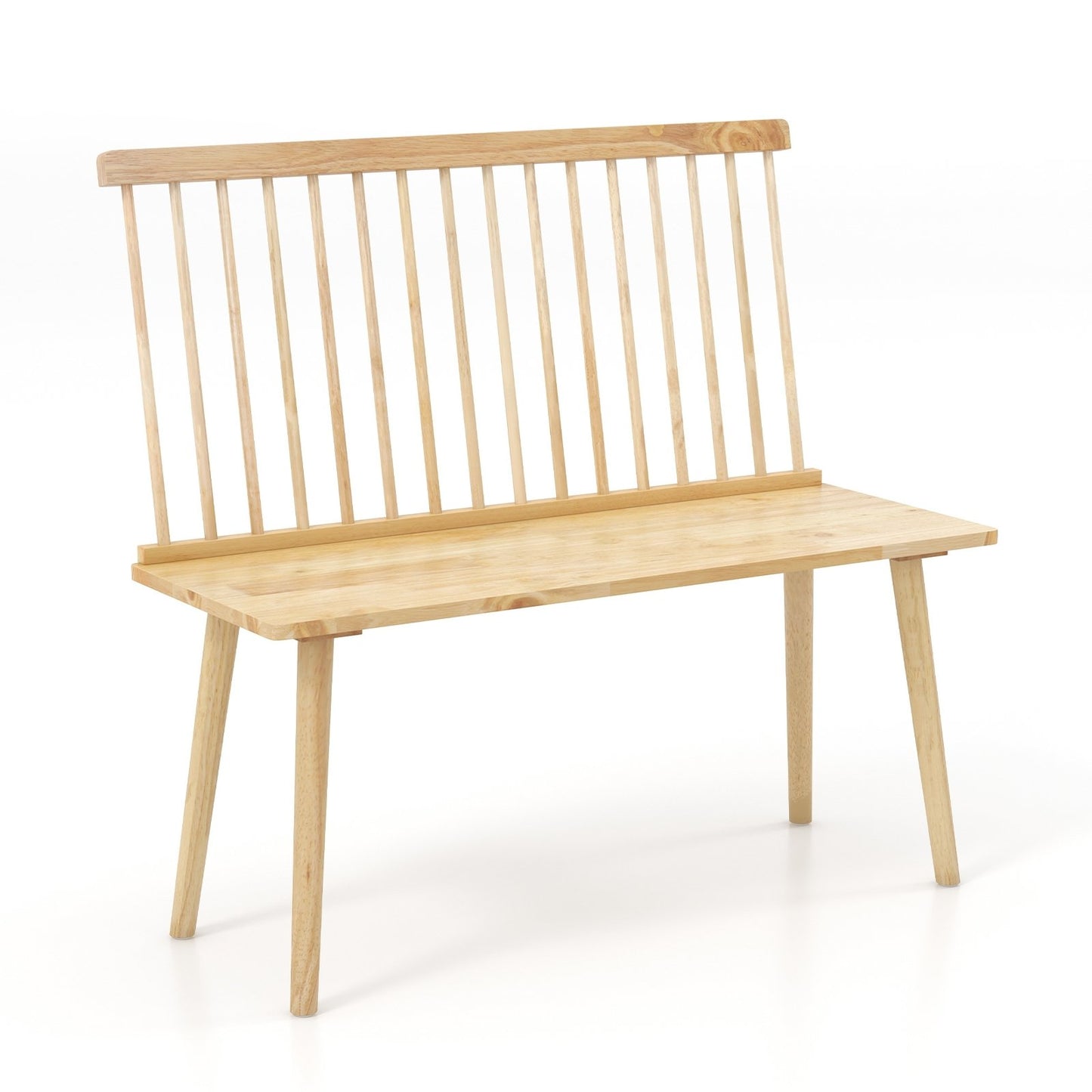 Dining Windsor Bench with Spindle Back and Anti-Slip Foot Pads-Black