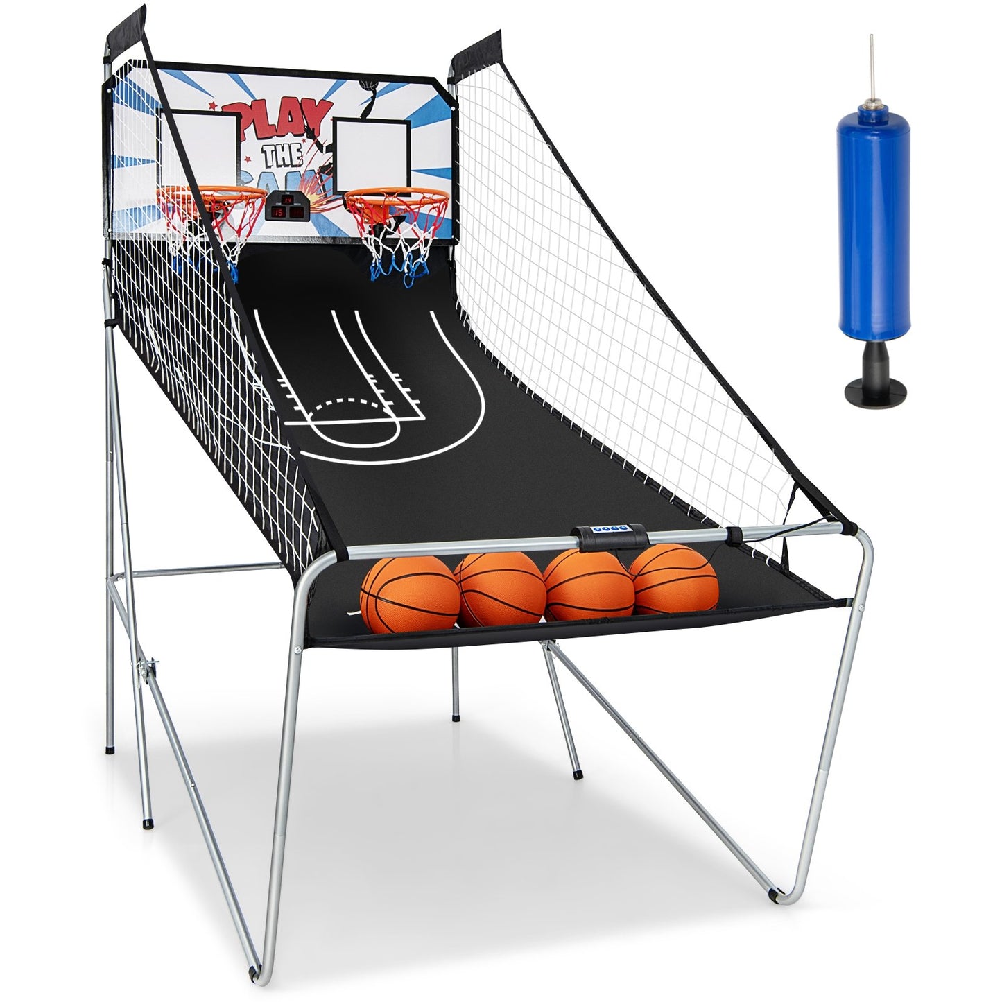 Foldable Double Electronic Basketball Game with 4 Balls Indoor