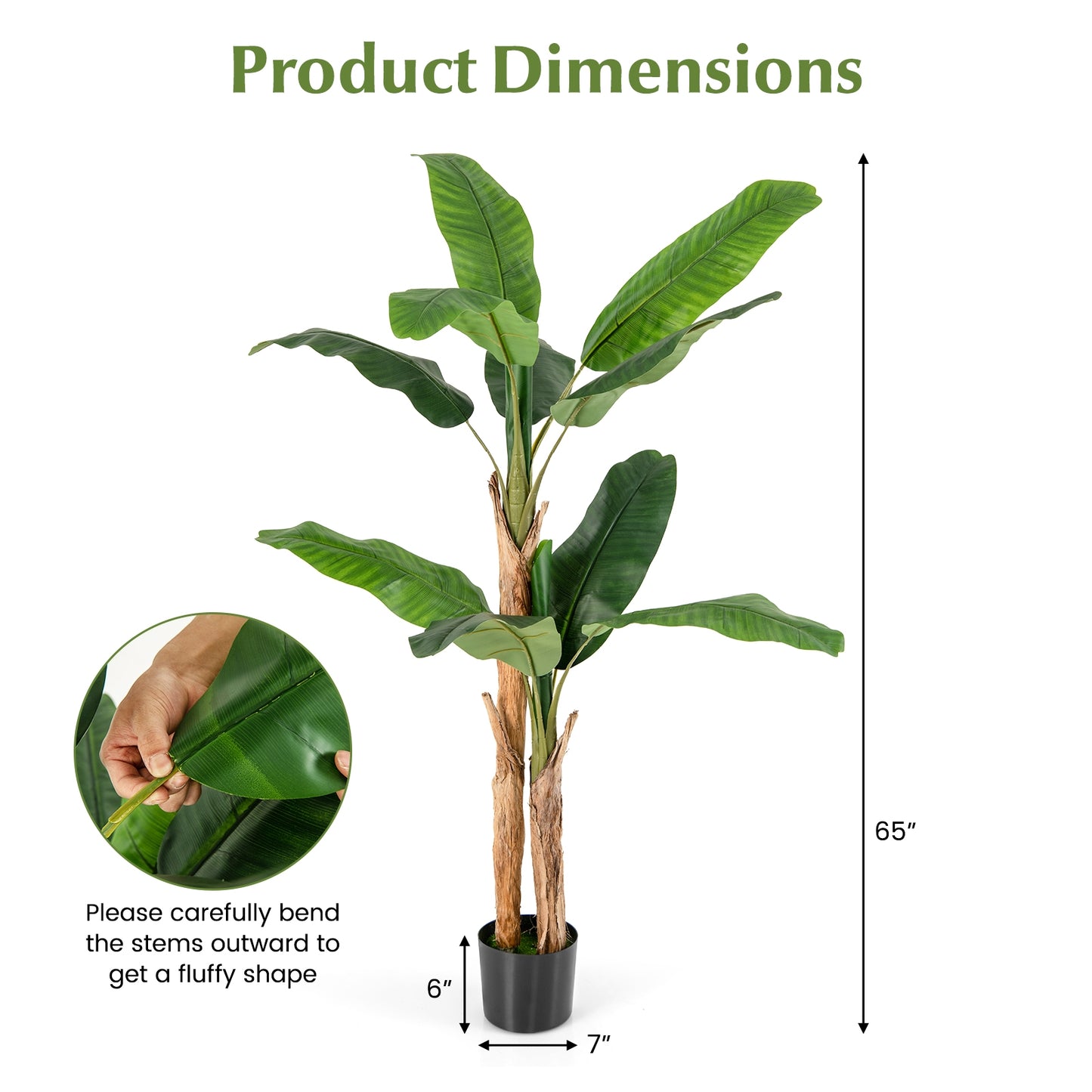 5.5/6.5 Feet Tall Artificial Banana Tree with 10/27 Large Leaves-5.5 ft