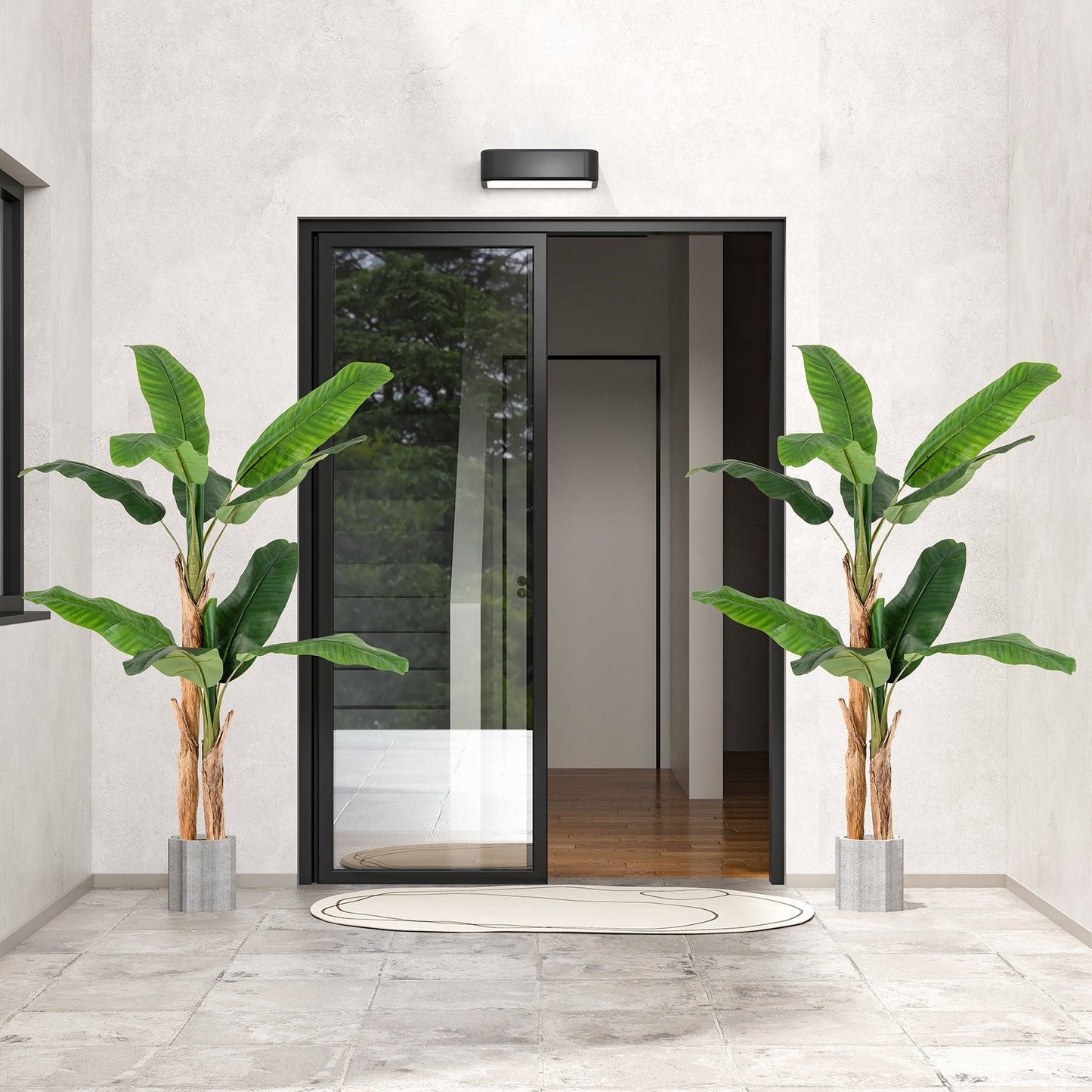 5.5/6.5 Feet Tall Artificial Banana Tree with 10/27 Large Leaves-5.5 ft
