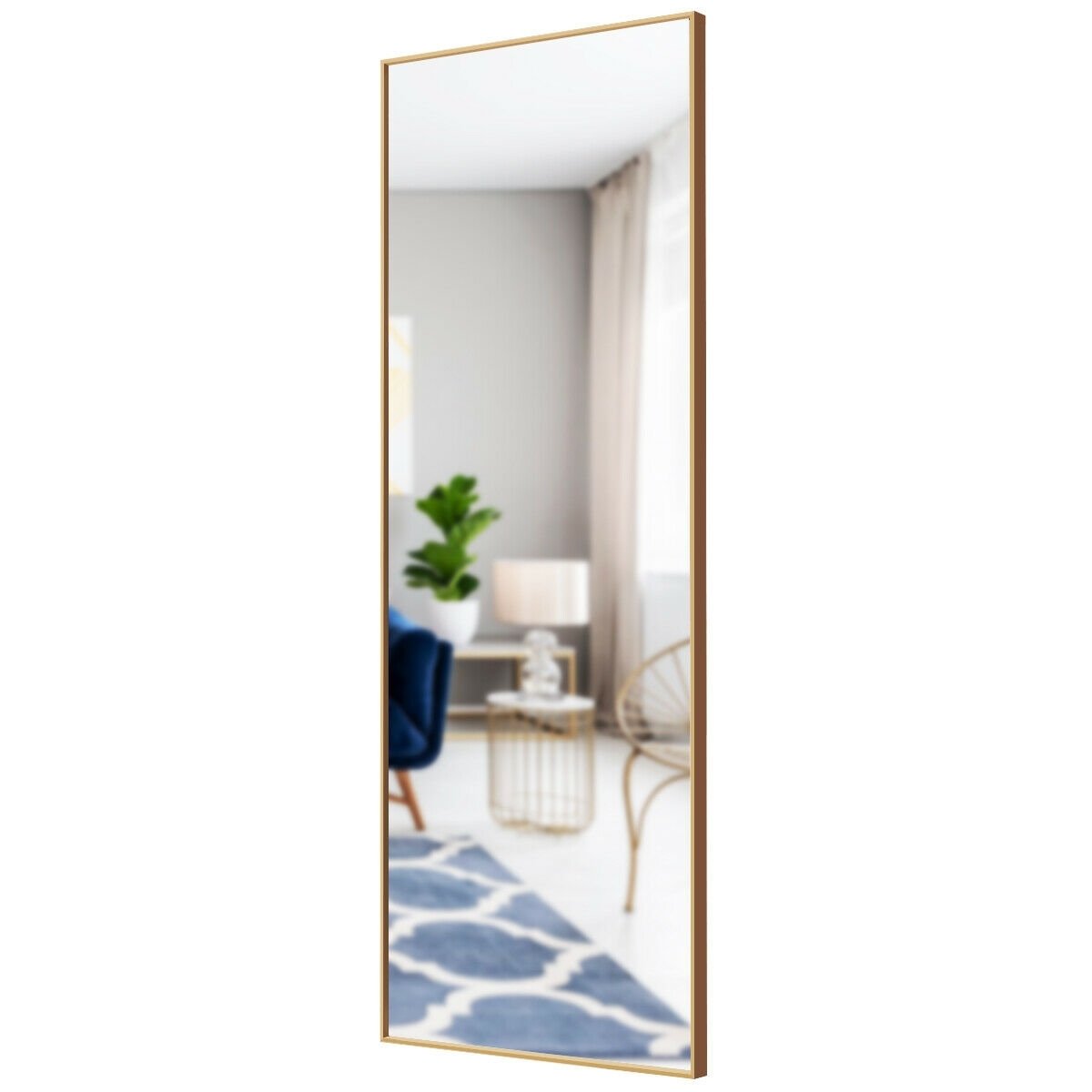 59 Inch Full Length Mirror Large Rectangle Bedroom Mirror-Black
