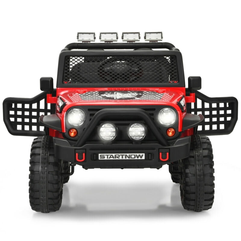 12V Kids Remote Control Electric Ride On Truck Car with Lights and Music-Red