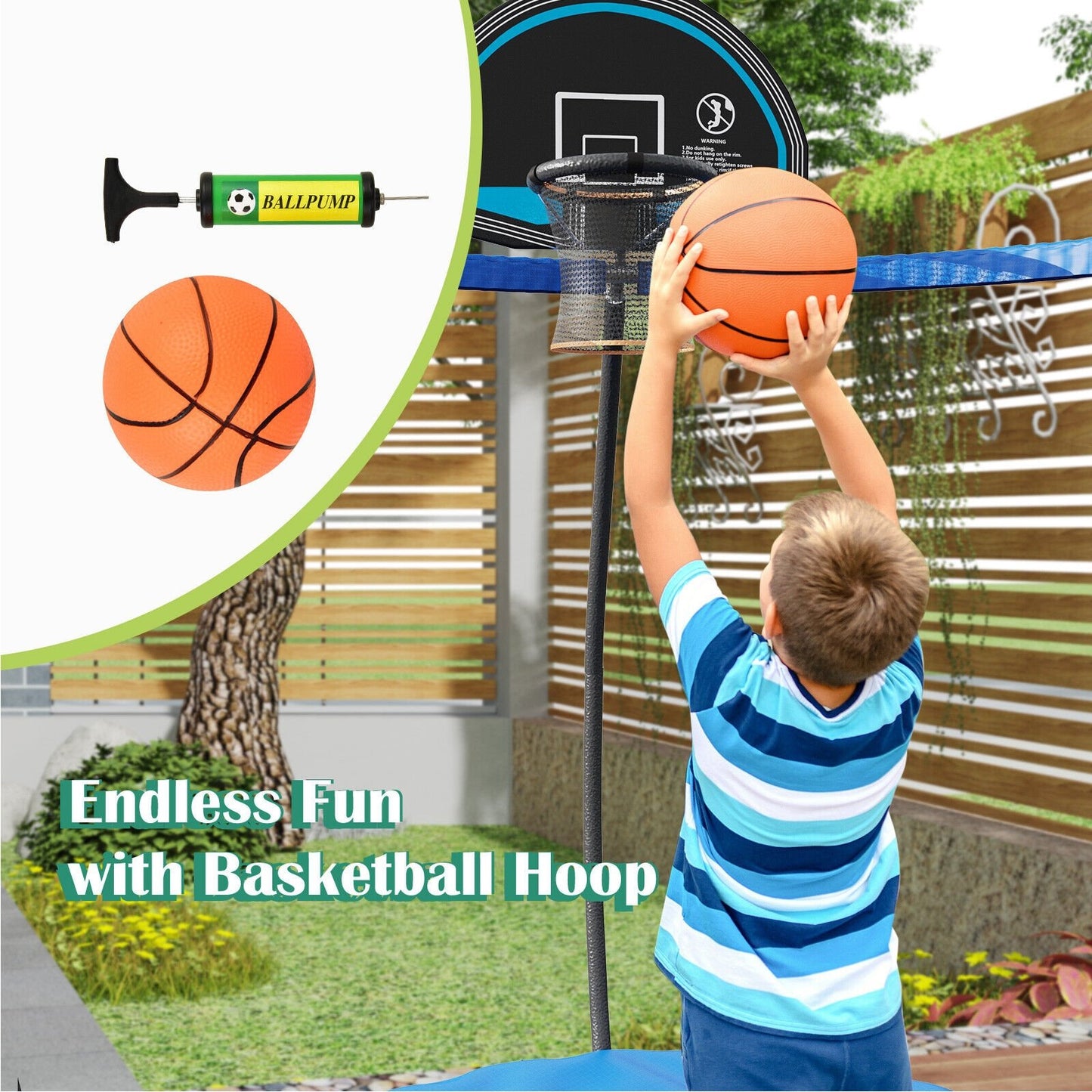 8/10 Feet Recreational Trampoline with Basketball Hoop-12 ft